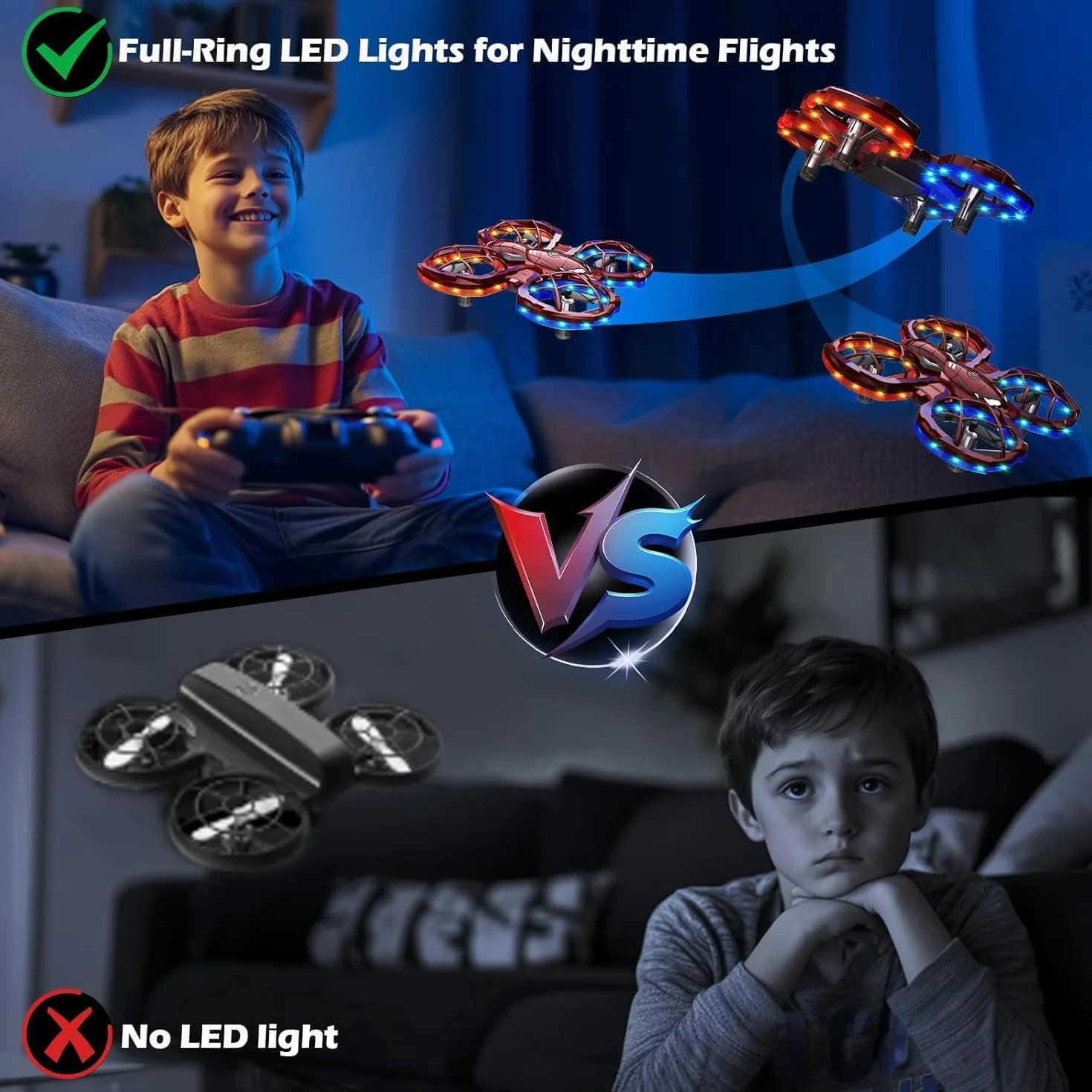 Mini Drone pour Enfants - Drone Télécommandé Débutant avec Évitement d'Obstacles - Jouet pour Garçons 14+ Ans - 3 Vitesses, 360°, Suspension Automatique