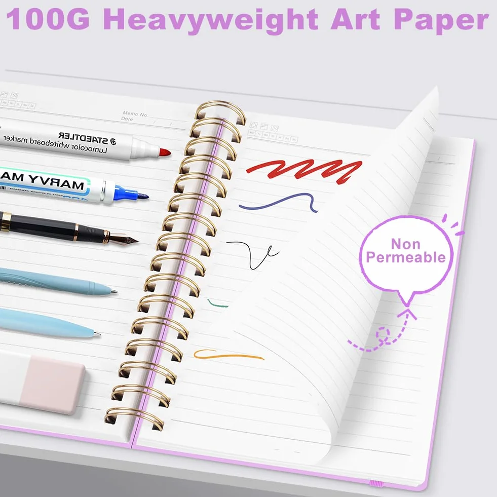 Carnet A5 Ligné 300 Pages Spirale Papier 100g/m² Couverture Rigide PVC