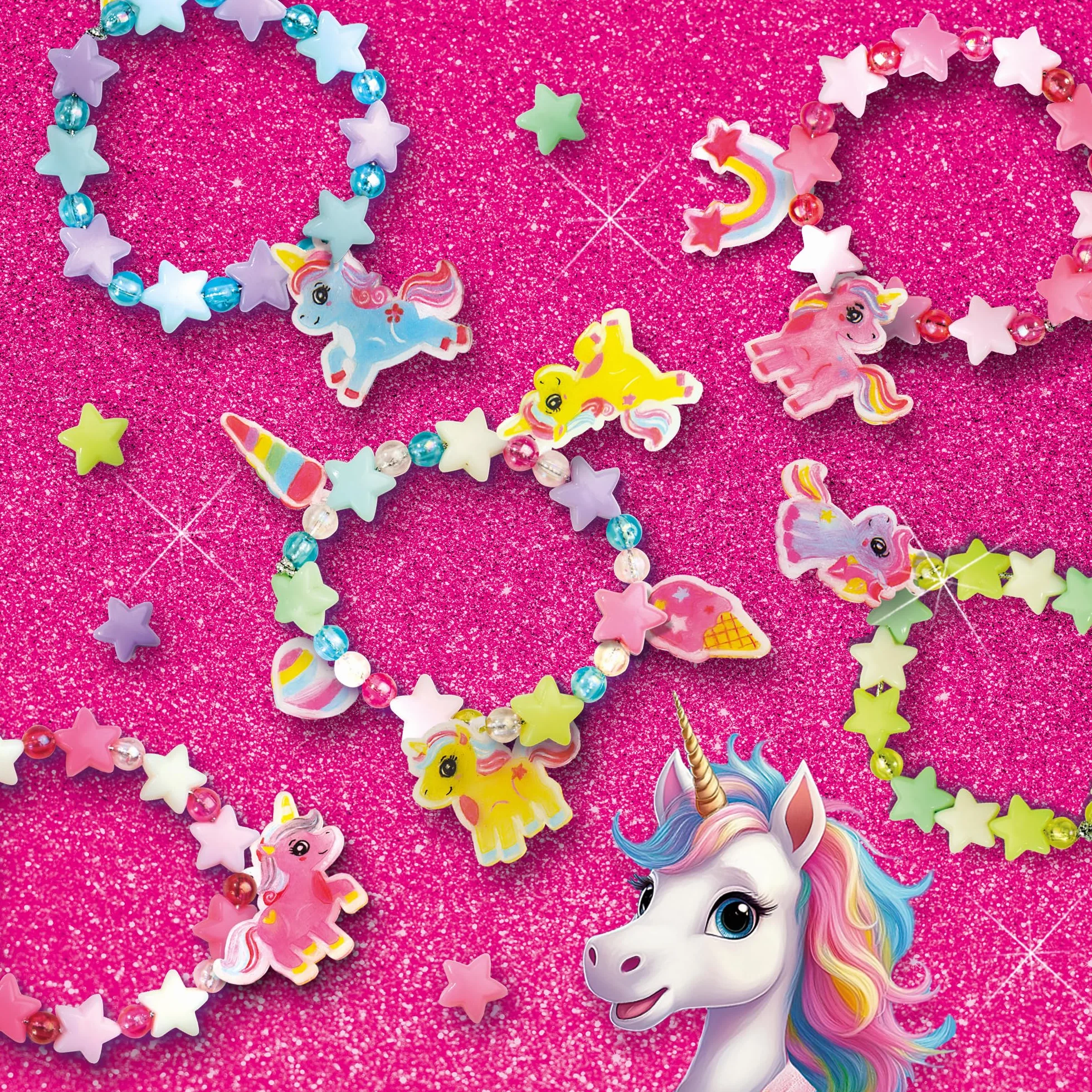 Ses Creative Bracelets de Perles Licorne Kit Créatif dès 5 Ans - Rose