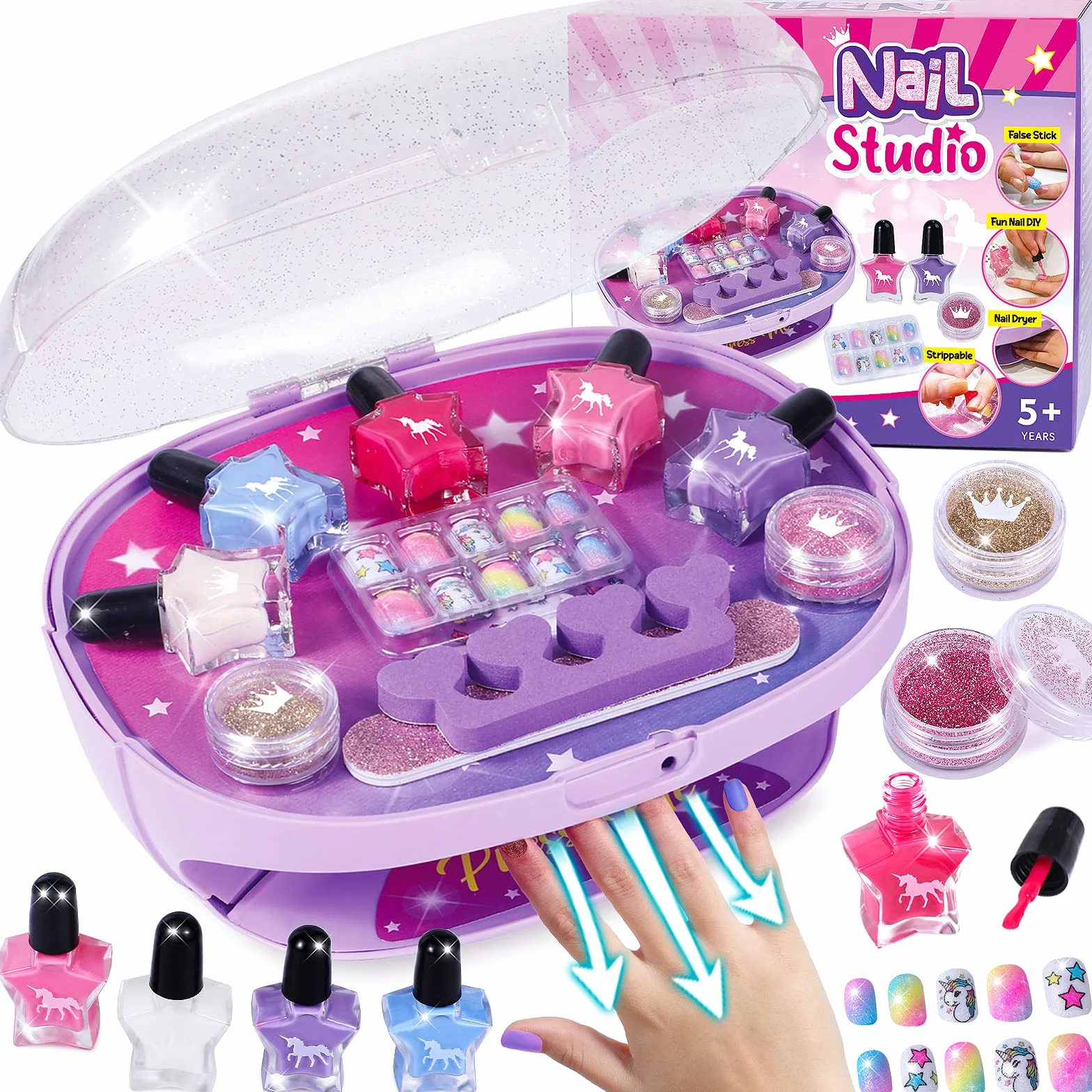 Tacobear Kit Manucure Enfant Vernis à Ongles Pelable Autocollants Ongles Machine à Ongles Fille