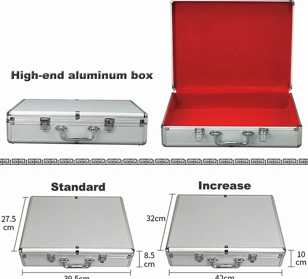 Grand Mahjong 144 tuiles, Coffret Cadeau en Aluminium Exquis, sûr et Durable