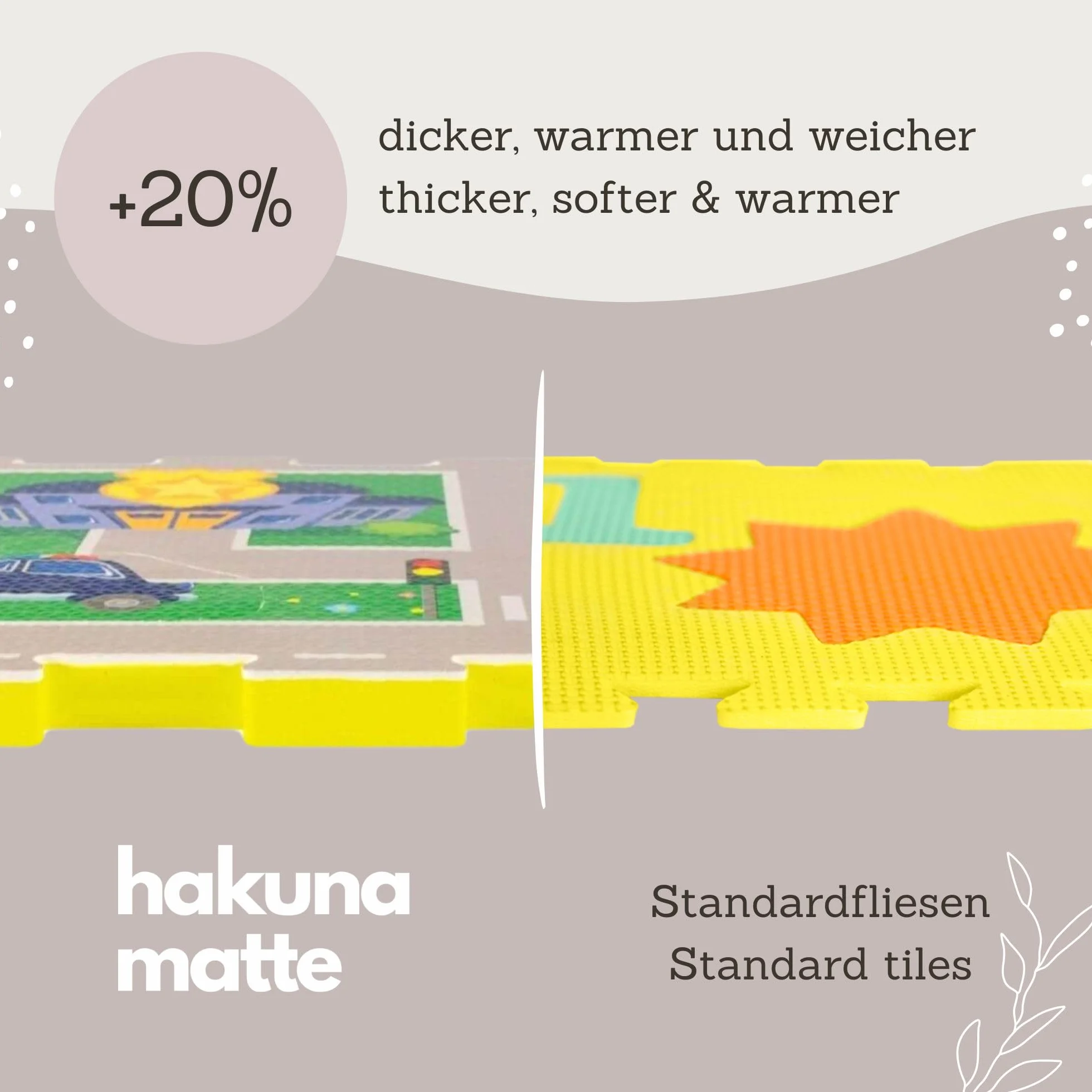 Hakuna Matte Tapis de Jeu Mousse Enfant Voiture 1,2 x 1,2 m 16 Dalles Puzzle Épaisses +20% Certifié EN71 Antidérapant