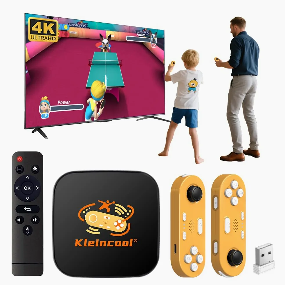 Console de jeu TV Consola de Videojuegos 4 Go de RAM + 64 Go de ROM, machine avec manette de jeu sans fil, contrôle somatosensoriel, Plug and Play, interactif pour enfants et adultes, pour soirées de