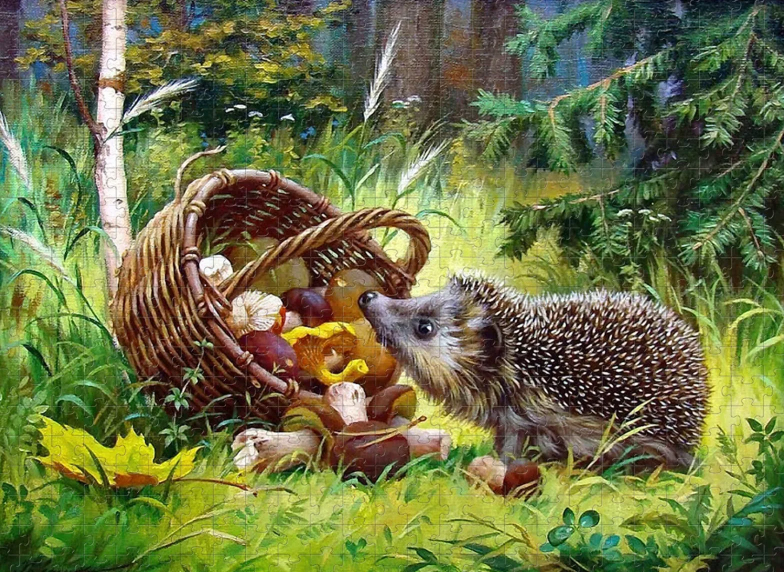 Puzzle Adulte 1500 pièces Panier de Fleurs Champignon hérisson Jouet Puzzle Relaxant