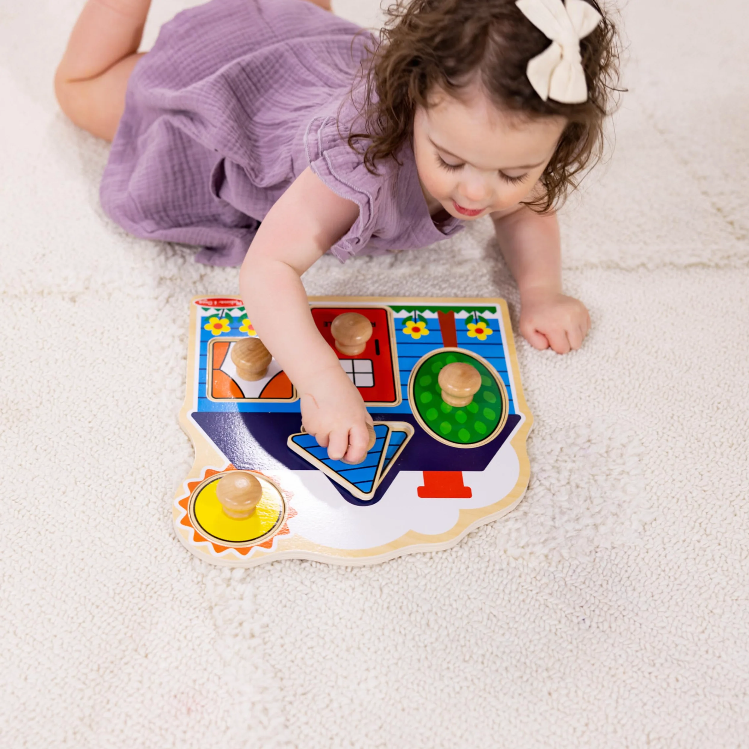 Melissa & Doug Lot de 2 Puzzles à Grandes Chevilles en Bois pour Les bébés, Les Petits garçons et Les Petites Filles - Grande Ferme, Premières Formes
