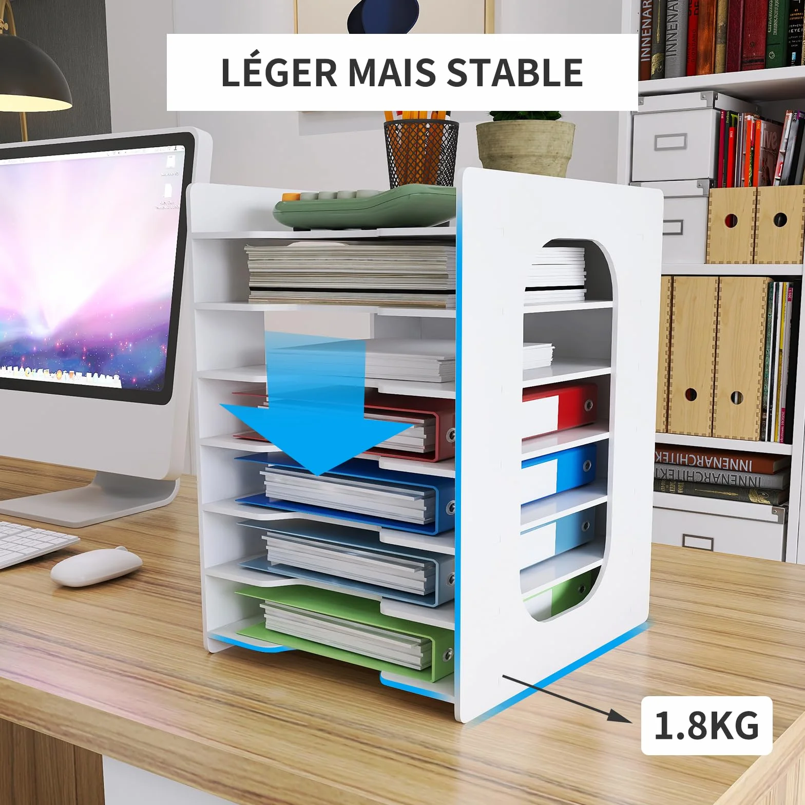 PUNCIA 7 Niveaux Organiseur de Bureau Trieur Bac à Courrier A4