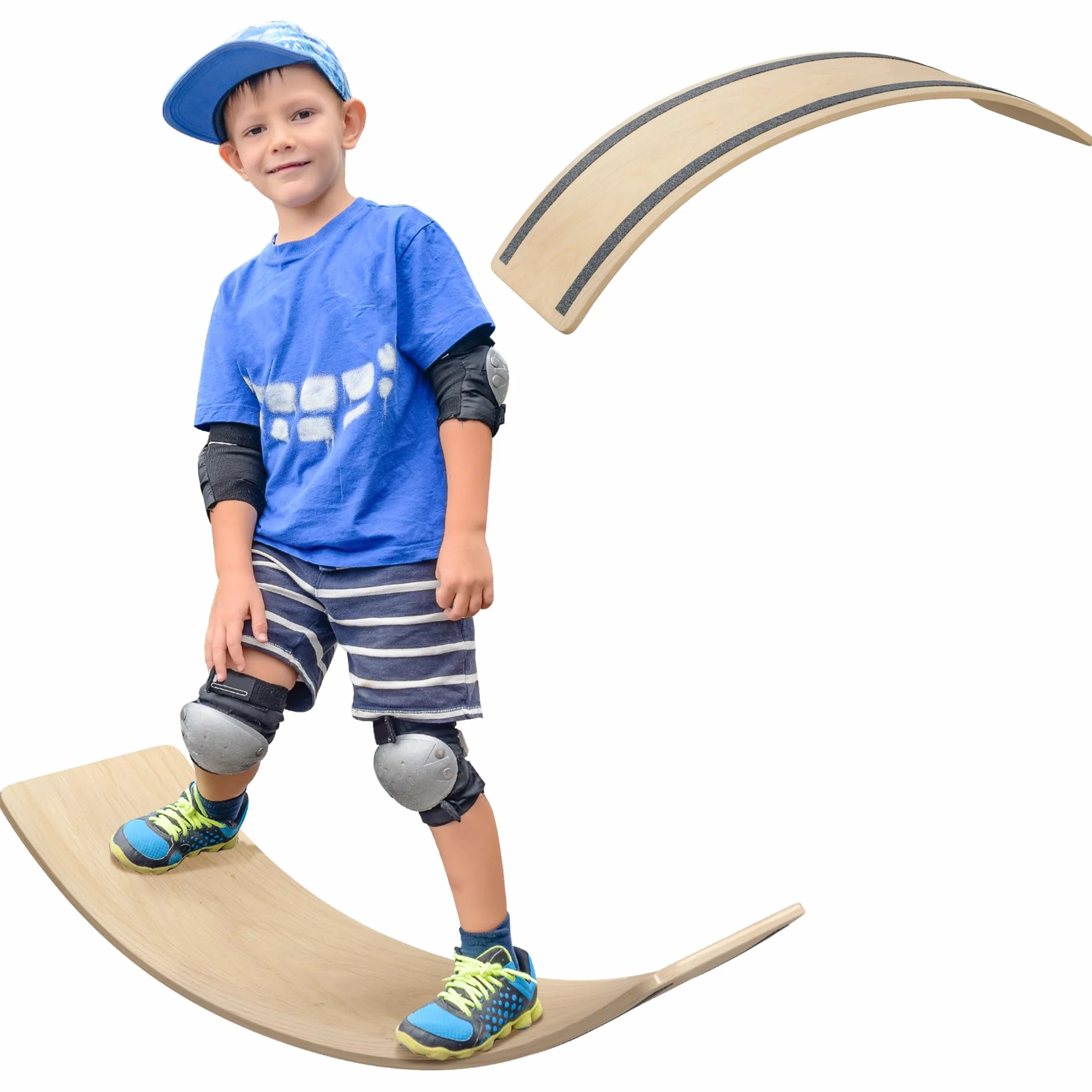 AIYAPLAY Planche d'équilibre pour enfants en bois naturel 90x29x19 cm charge max 50 kg