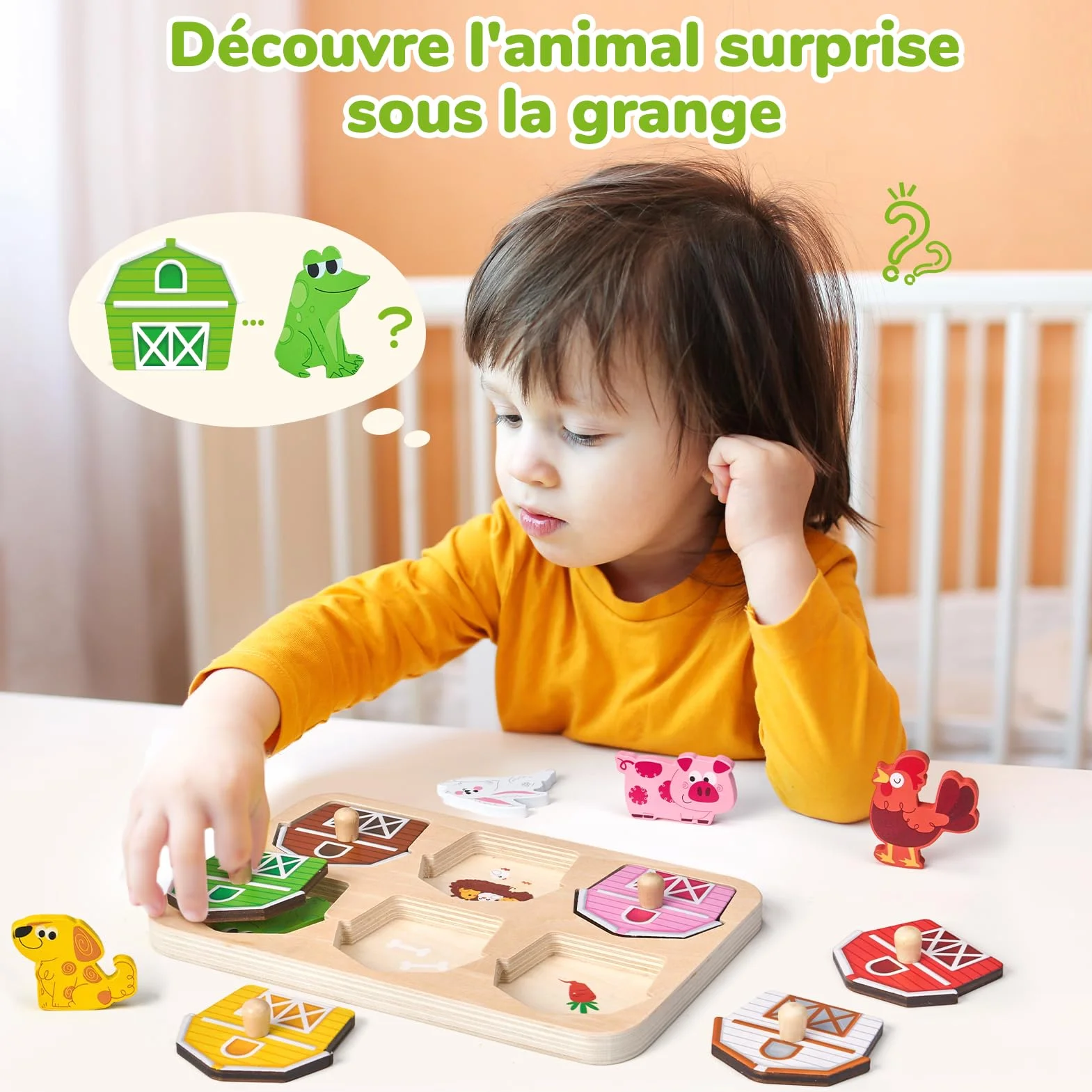 JoyCat Puzzle en Bois Animaux de la Ferme Montessori 1 2 3 Ans Jouet Educatif Enfant