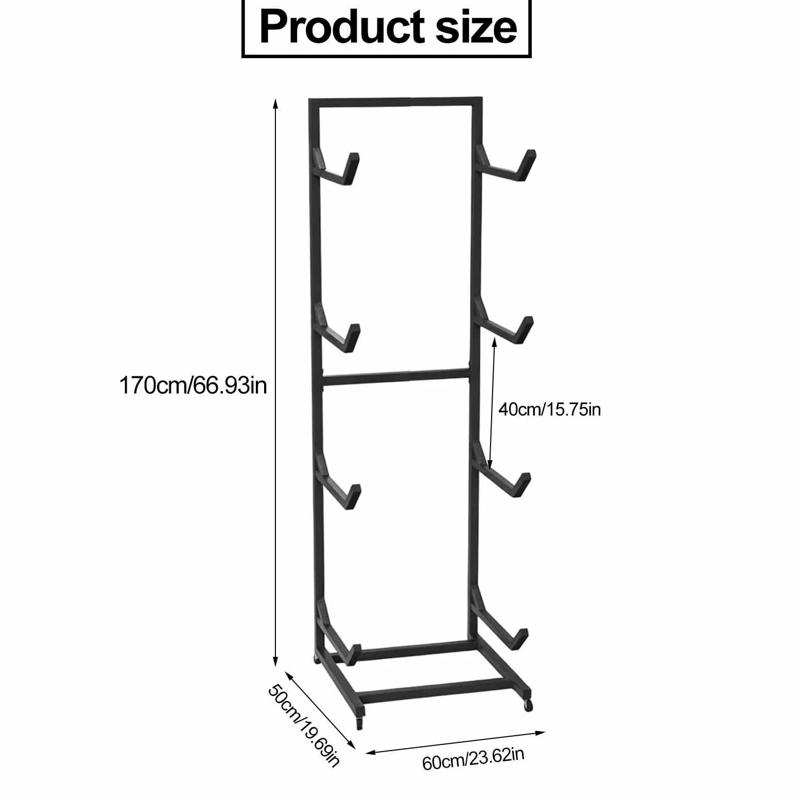 Organisateur de piscine pour bouées et jouets, support de rangement pour bouées et flotteurs, porte-serviettes à roulettes pour garage, balcon, piscine, terrasse, plage (noir, 60*50*170cm)