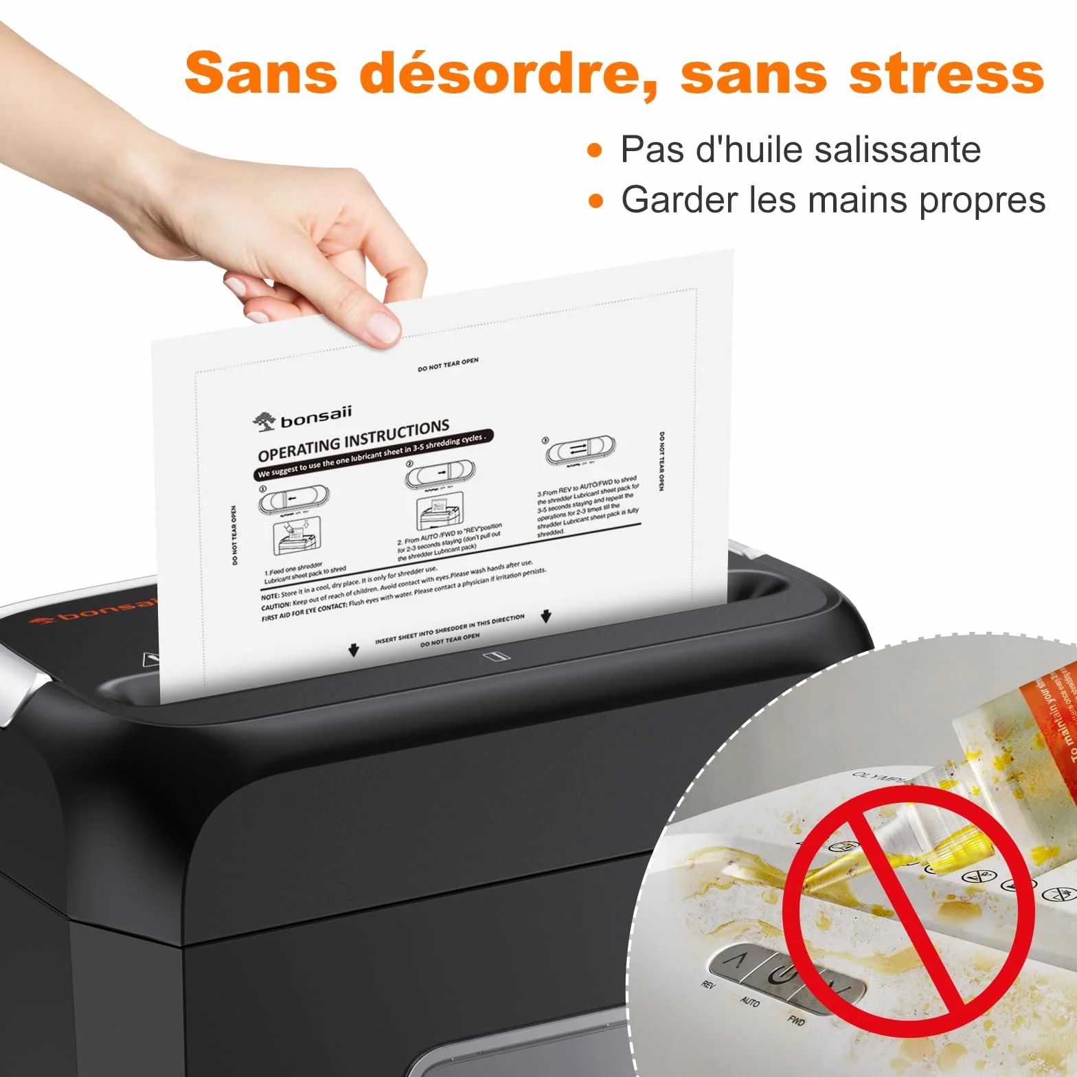 Bonsaii Feuilles lubrifiantes pour déchiqueteuse, 12 feuilles d'entretien 21,4 x 15,1 cm