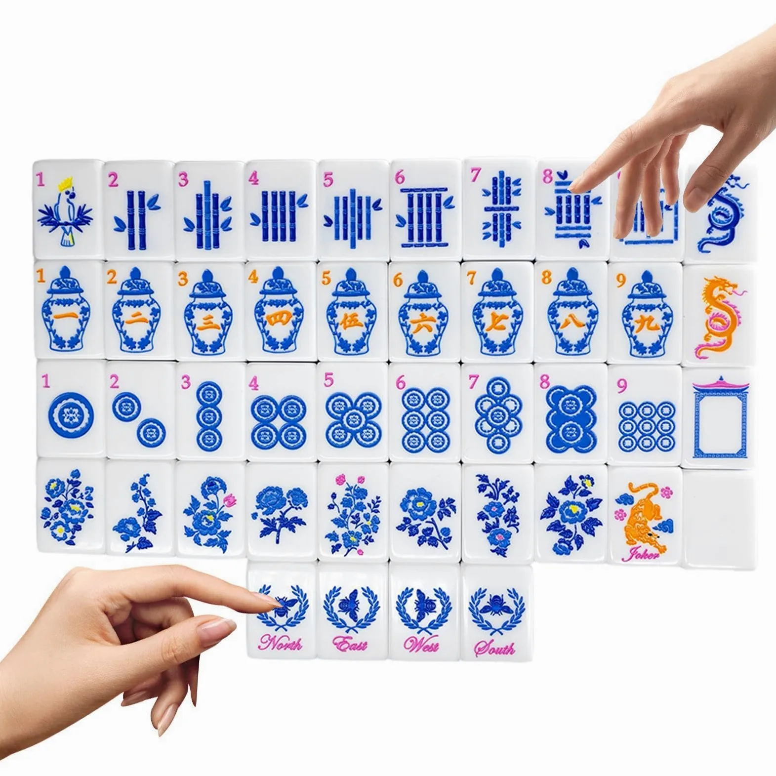 Coffret de tuiles de Mahjong 160 Pièces de tuiles américaines en Acrylique | Tuiles De Mahjong Américain pour joueurs expérimentés, débutants, fêtes, adultes, piscine, voyages et à la
