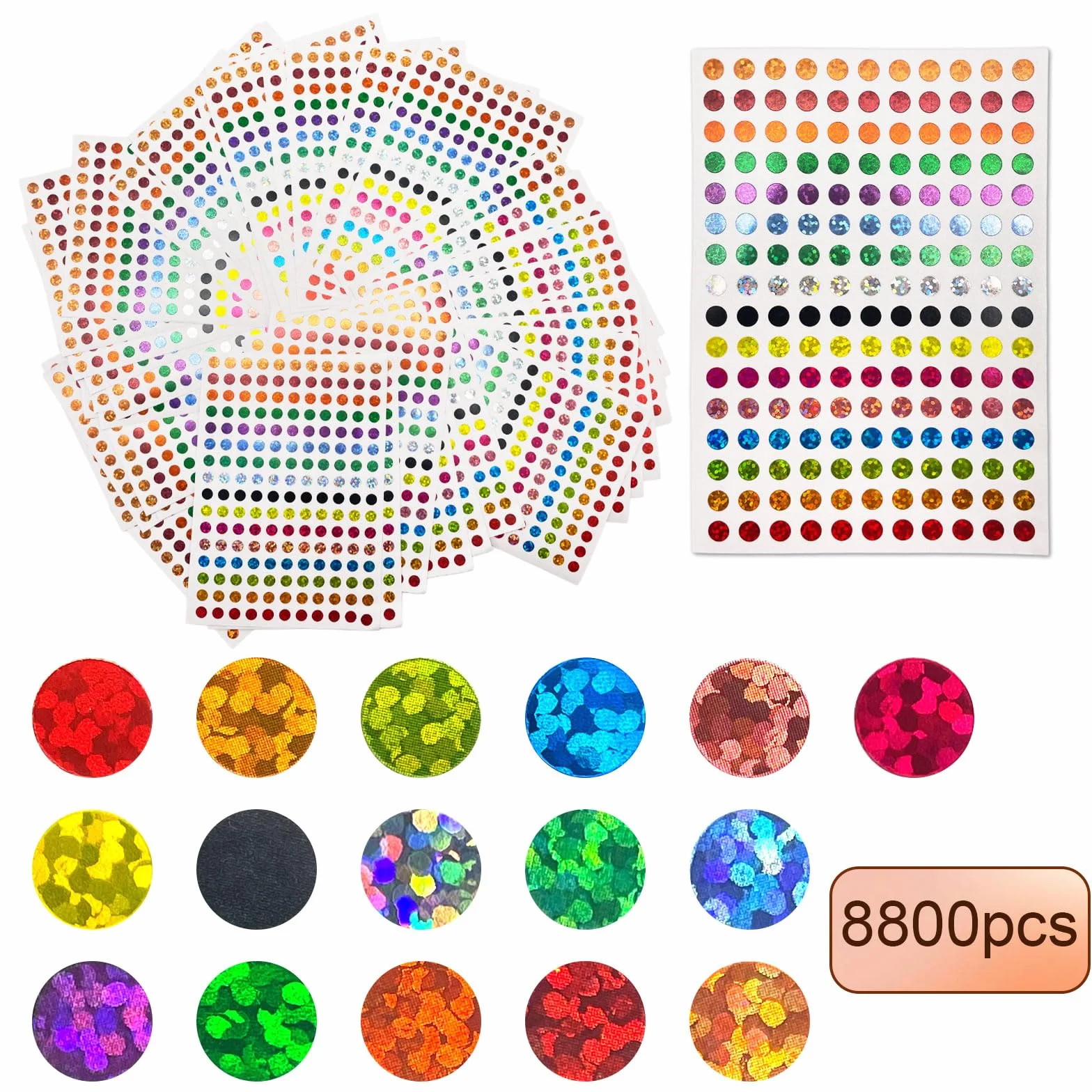 Gommettes Autocollantes Rondes Brillant 50 Feuilles Étiquettes Couleur Codage pour Calendriers Scolaires Bureau