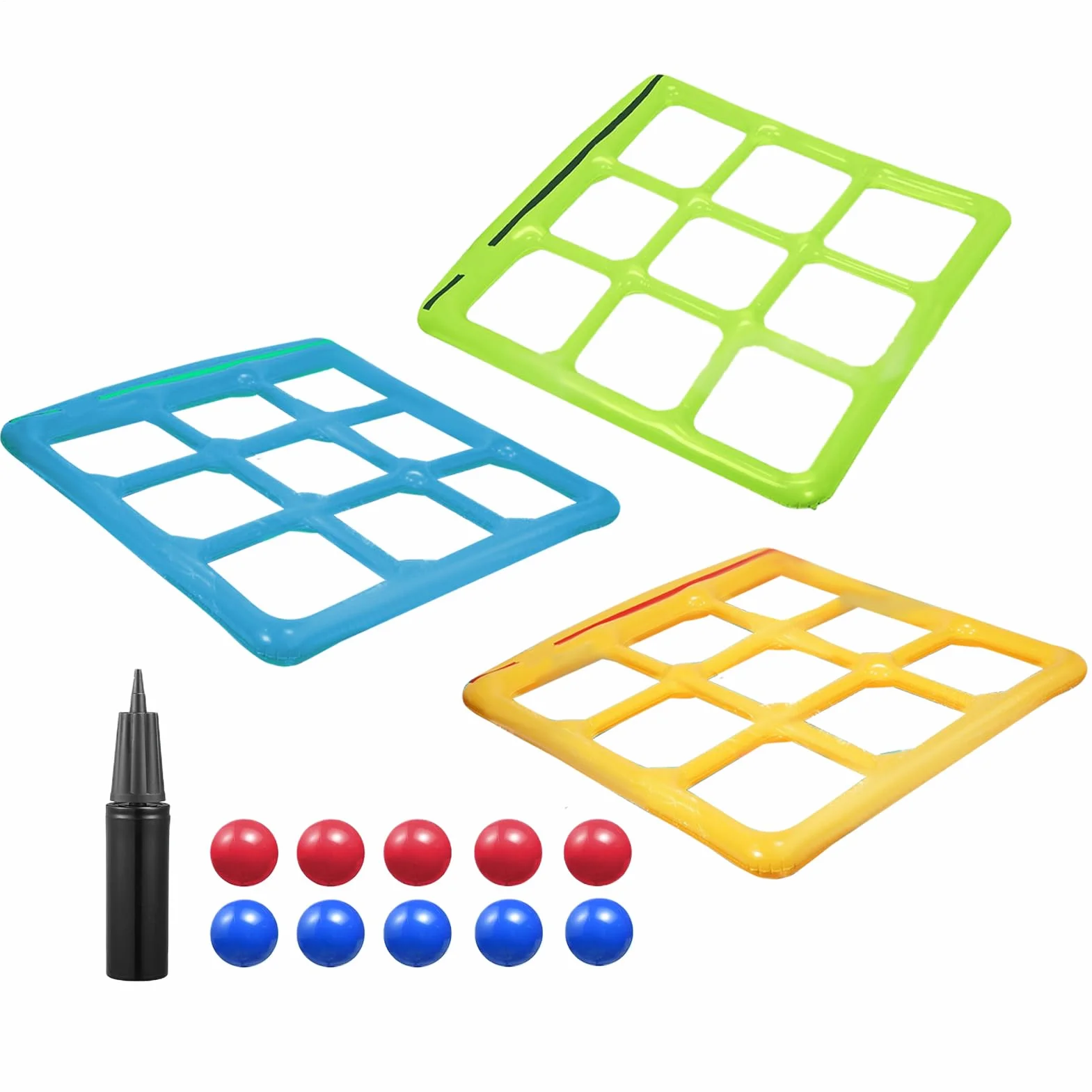 Jeu De Piscine Gonflable Morpion avec 10 Balles pour 2-10 Joueurs Adultes Enfants