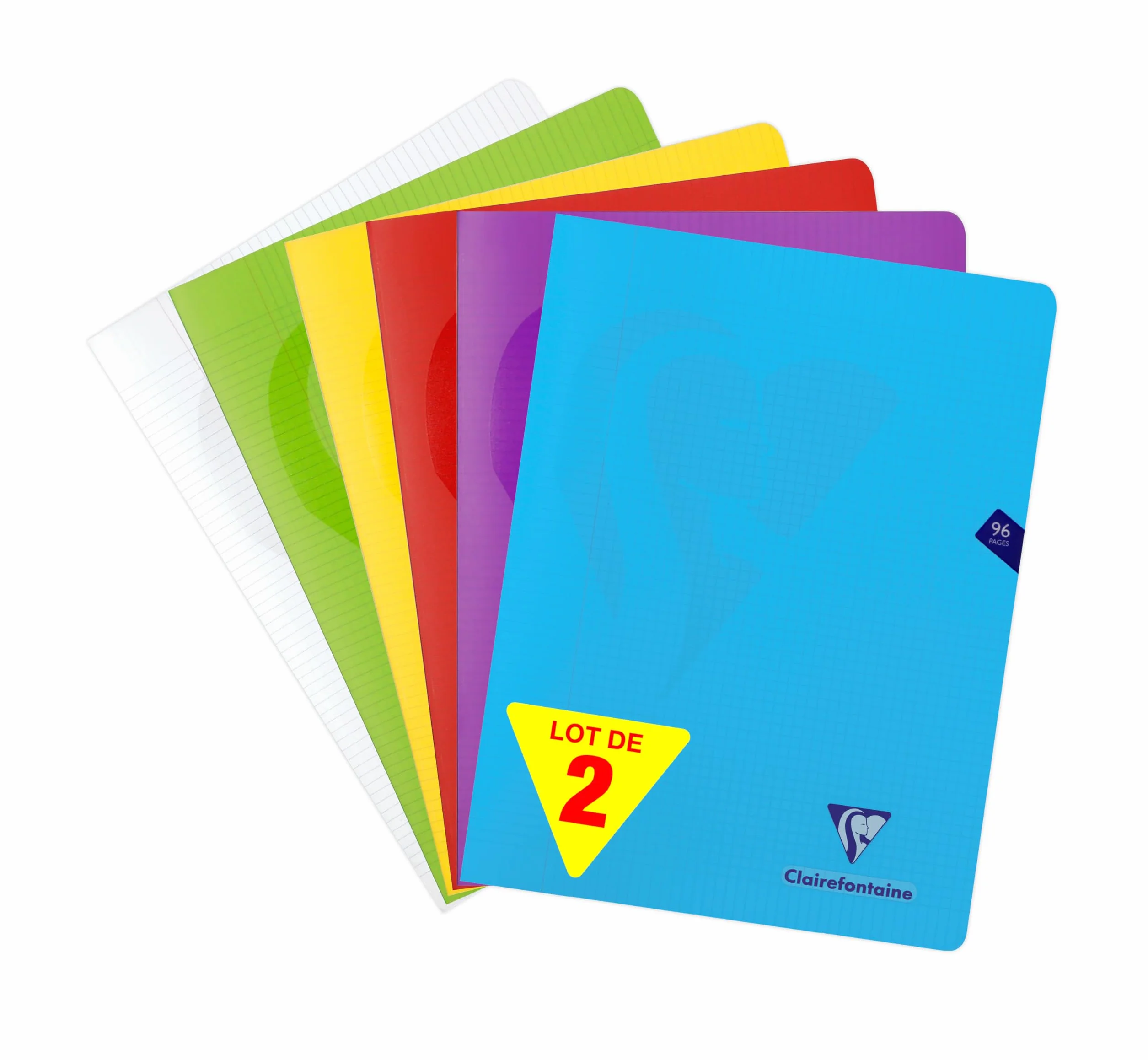 Clairefontaine 303368AMZC Lot de 2 Cahiers Agrafés Mimesys 24x32 cm 96 Pages Petits Carreaux avec Marge Papier Blanc 90 g Couverture Polypro Transparent
