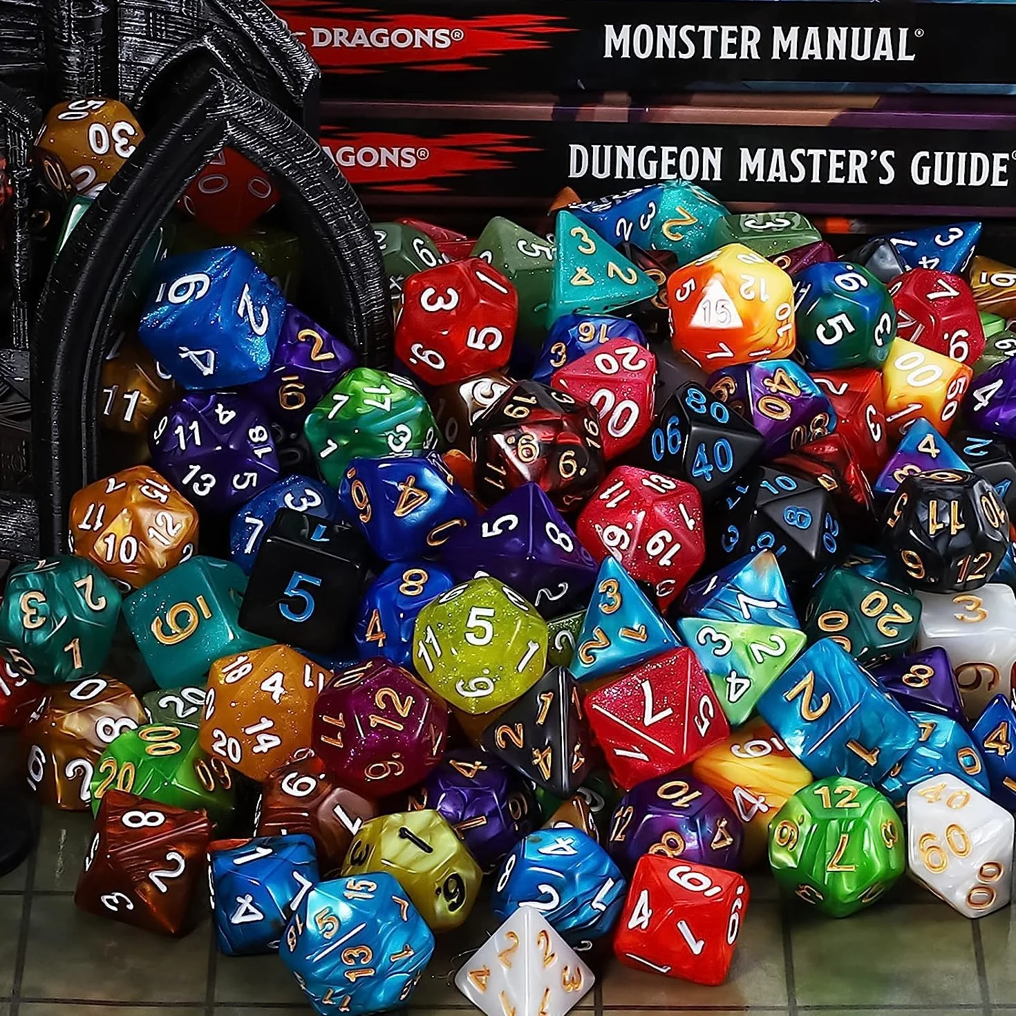 QMAY Jeu de dés polyédriques 175PCS DND Dés D4 D8 D10 D12 D20 D%