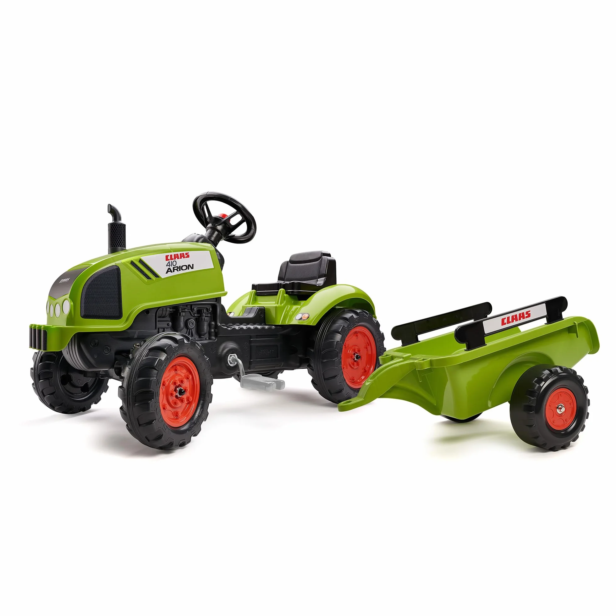 FALK Tracteur à pédales Claas avec remorque enfant 75% plastique recyclé 2041C