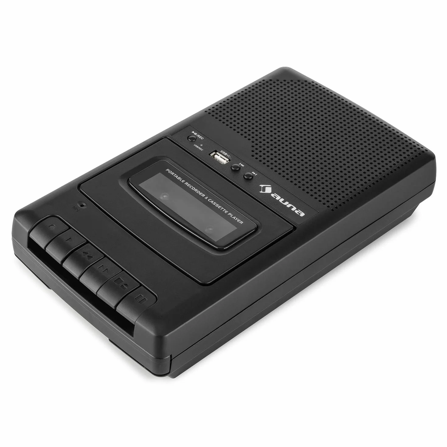 AUNA RQ-132USB Enregistreur de Cassettes, Enceinte intégrée, Noir