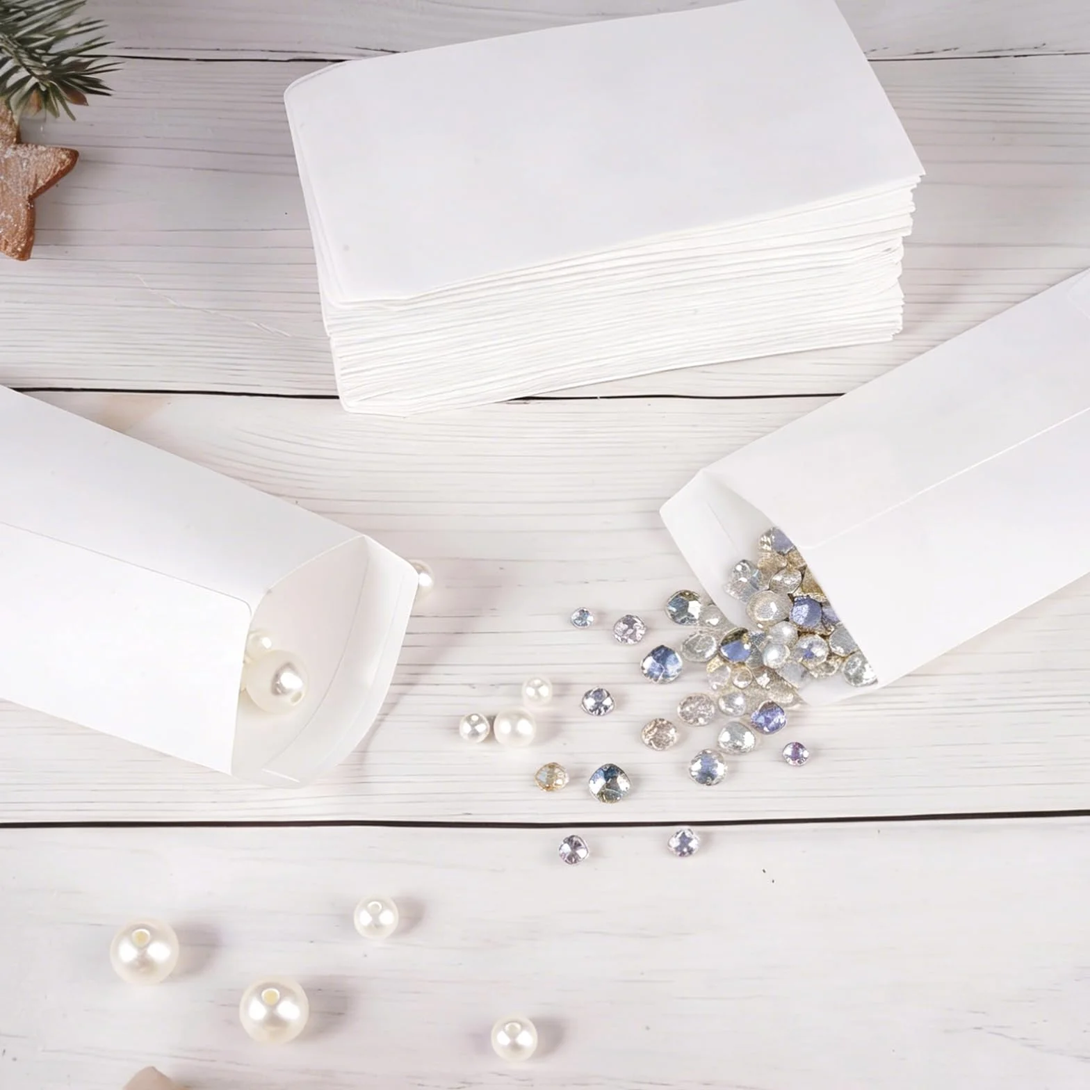 Varenzya 100 Pièces Enveloppes Blanches Autocollantes Papier Kraft 6×10 cm pour Stockage Semences