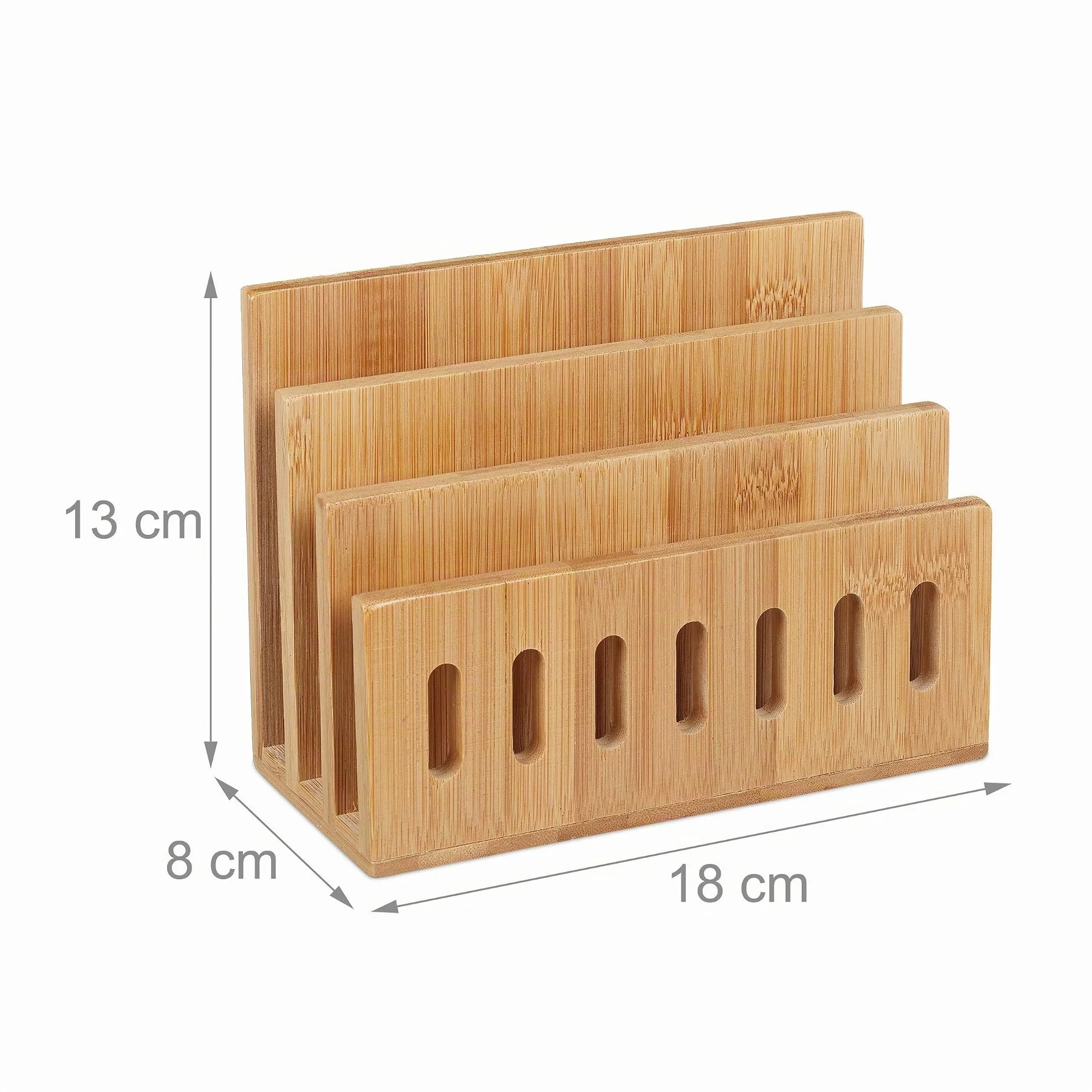 Relaxdays Organiseur Bureau Bambou 3 Compartiments Trieur Courrier Porte-Documents 13x18x8 cm Nature