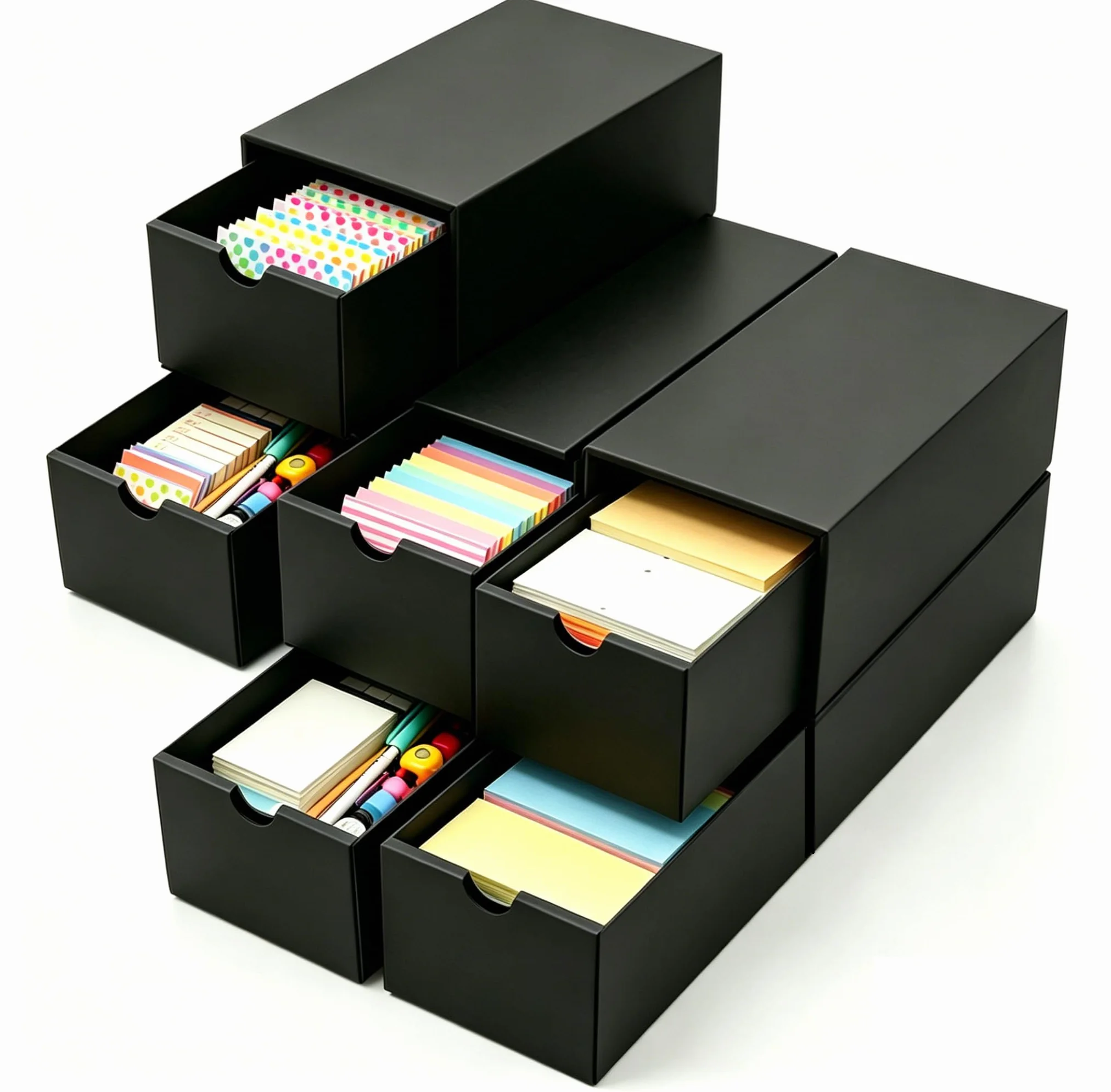 Boîte à Fiches A8, Boîte de Rangement pour Cartes 21.4 x 8 x 6.7 cm, Noir