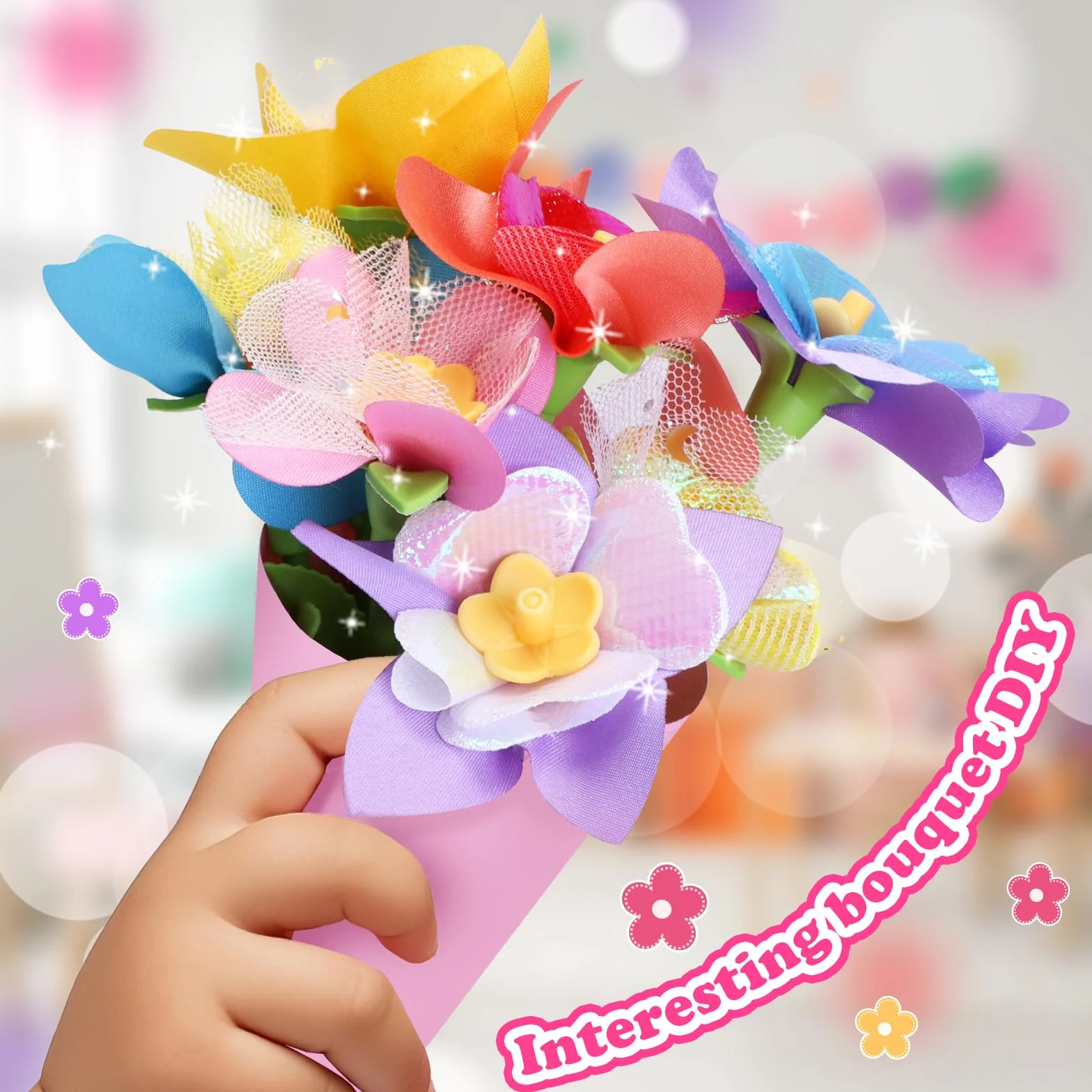 DIY Tissu Bouquet de Fleurs Kit 36pcs Accessoires Artisanat pour Arrangements Floraux Créatifs