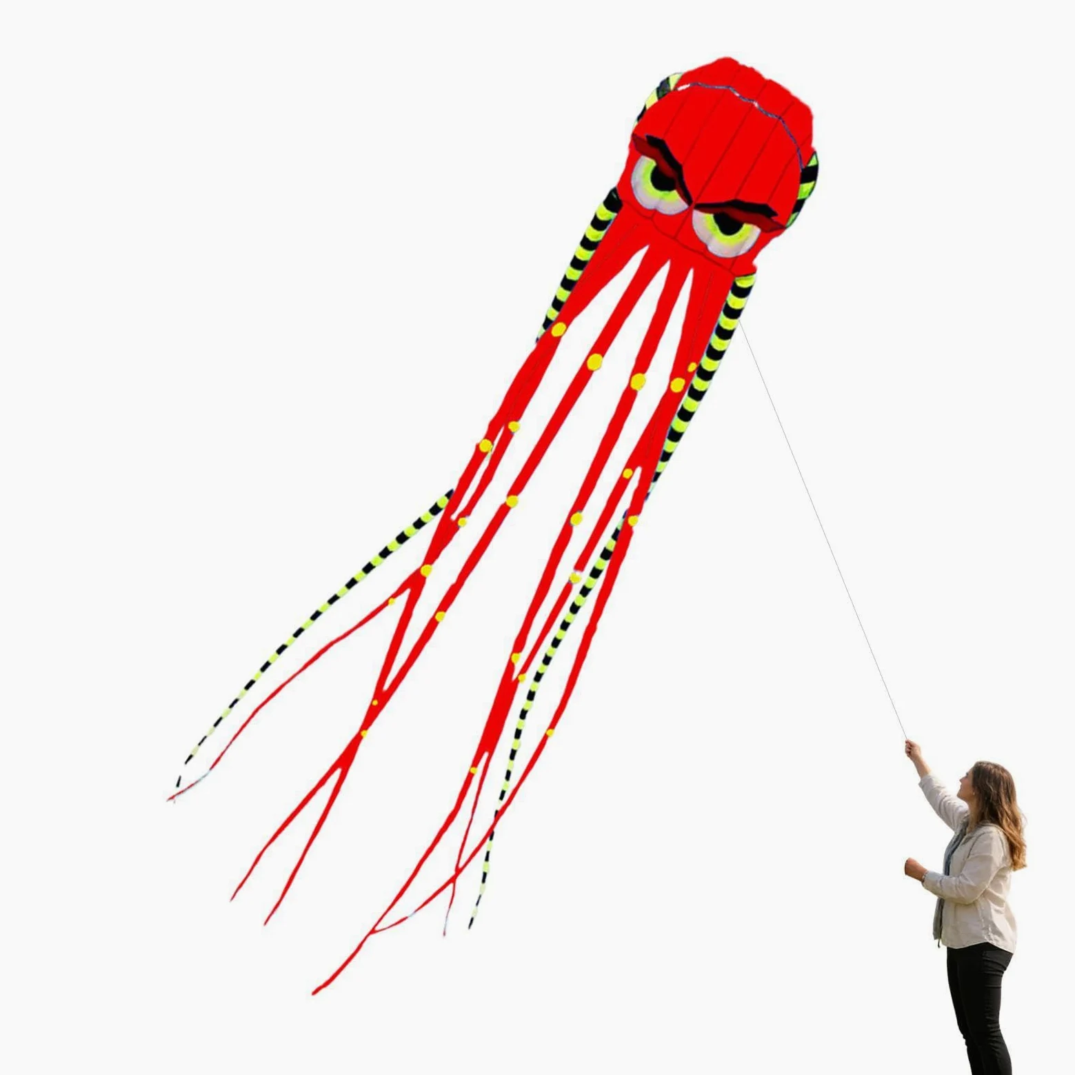 Cerf-volant pieuvre – Grand jouet d'extérieur de 7,9 m | Cerf-volant géant pieuvre de 7,9 m | Cerf-volant de plage pour adultes | Pour famille, vacances d'été, anniversaire, fête en plein air, jardin