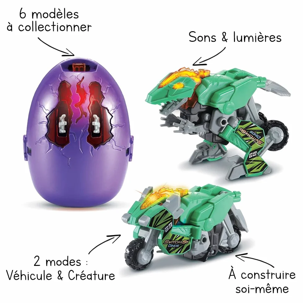 VTech Switch & Go Dinos Œuf Dinosaure Transformable Jouet Sonore 2e Génération 6 Modèles Cadeau Enfant 4 Ans Français