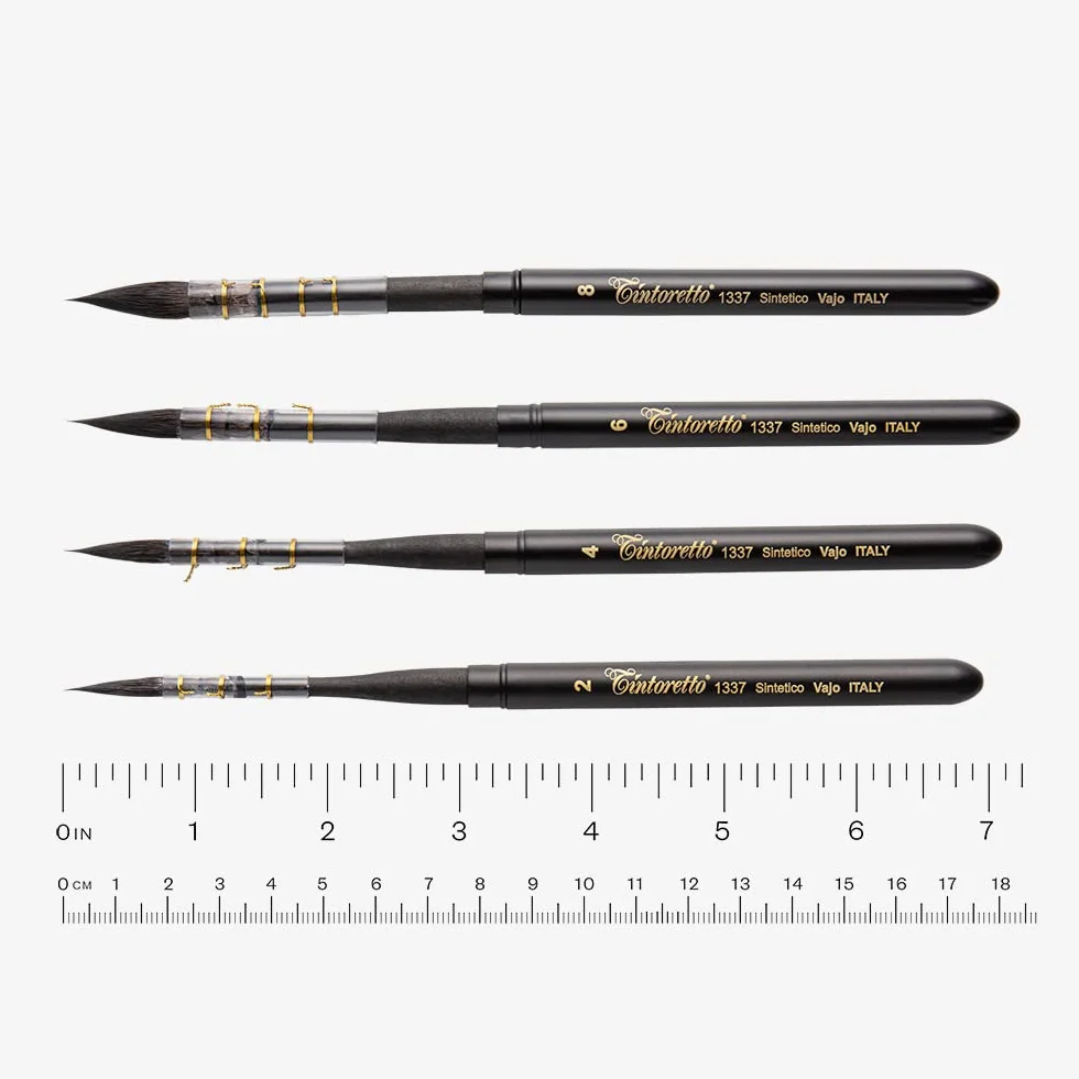 Pinceau à aquarelle synthétique rétractable Tintoretto Feltracco série 1337 rond taille 2