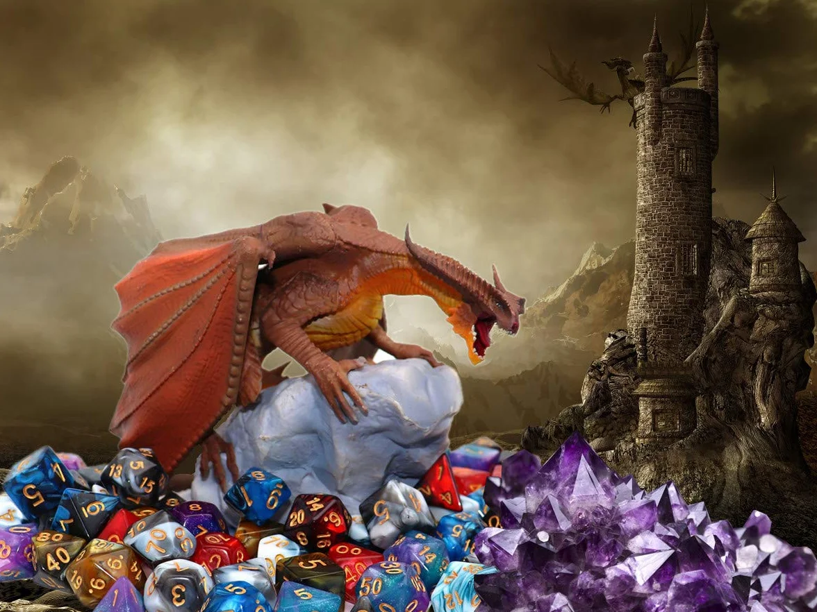 Jeu de dés polyédriques DND D20 D12 D10 D8 D6 D4 rouges et bleus pour Donjons et Dragons