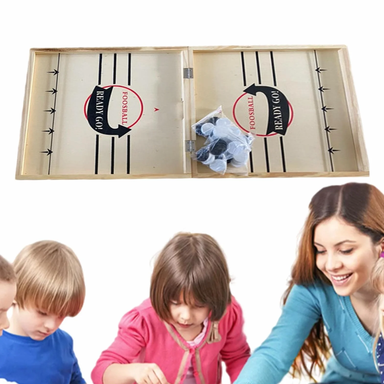 Teksome Jeu de Société de Hockey en Bois Pliable et Portable, Jeu de Rondelle Rapide