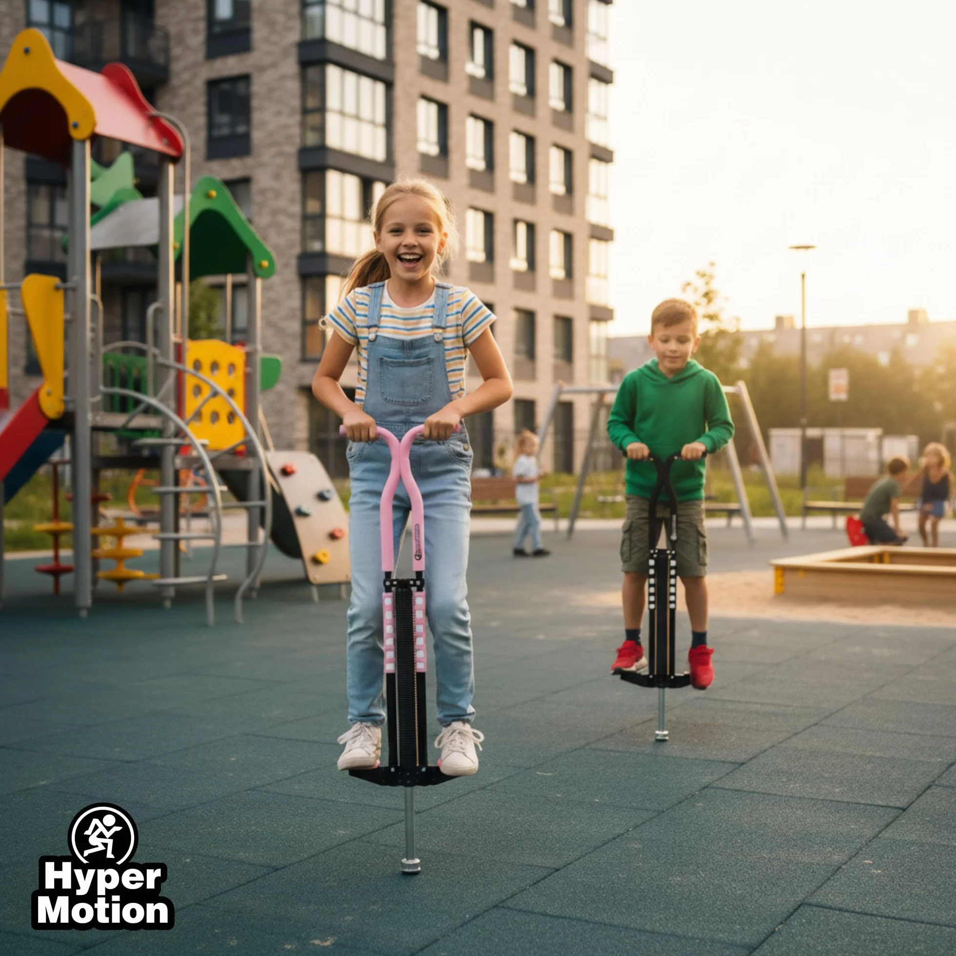 HyperMotion POGO Bâton Sauteur Jeunes 9-14 Ans Appareil Entraînement 50 kg Structure Légère 2,35 kg Mécanisme Ressort Noir
