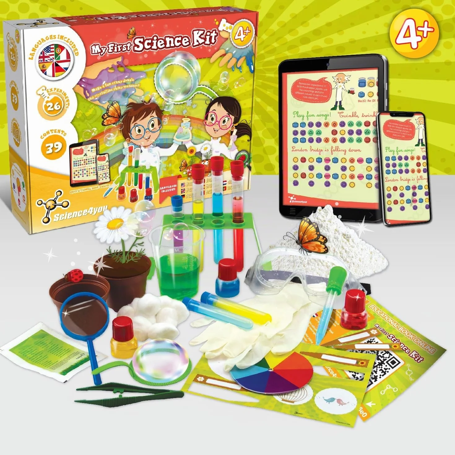 Science4you Mon Premier Kit Scientifique pour Enfants +4 Ans - 26 Expériences, Bulles de Savon, Apprendre Couleurs