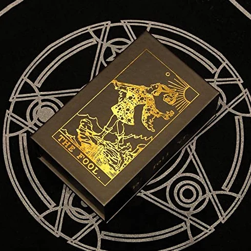 Générique Gold Foil Tarot, Tout en Anglais, ce Jeu est Un incontournable pour Les tarots débutants et avancés (Nouveaux Gold Foil Tarot, Hexagon Silver,12 * 7cm