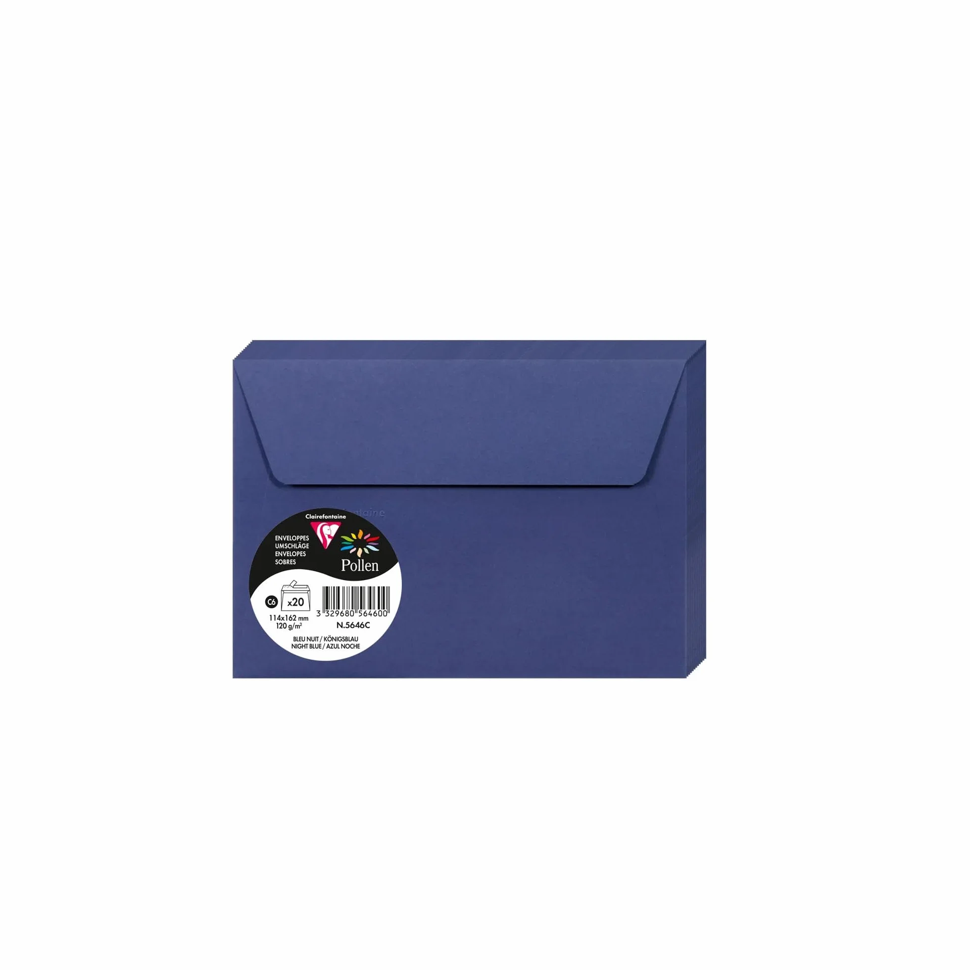 Clairefontaine Enveloppes C6 Bleu nuit 120g Auto-Adhésives Lot 20 – Format standard 11,4 x 16,2 cm