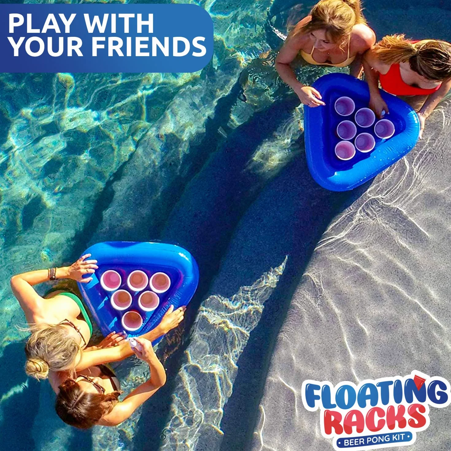 Original Beerpong Floating Kit 2 Bouées Gonflables 12 Red Cups 2 Balles Beer Pong Piscine