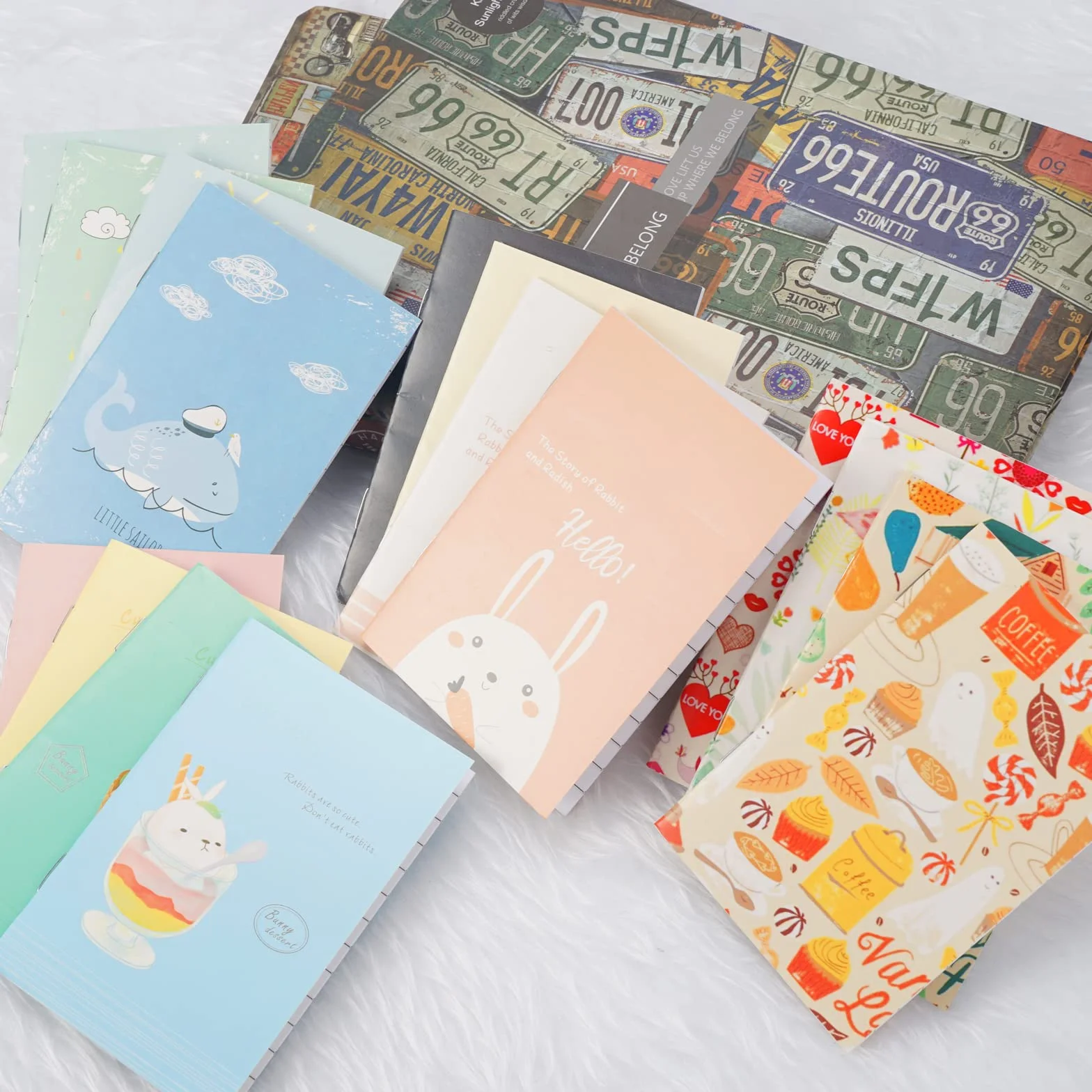 Bloc Note A7 10,5 x 7 cm Carnet de Poche 16 Pièces Couverture Colorée Animaux Dessins Animés
