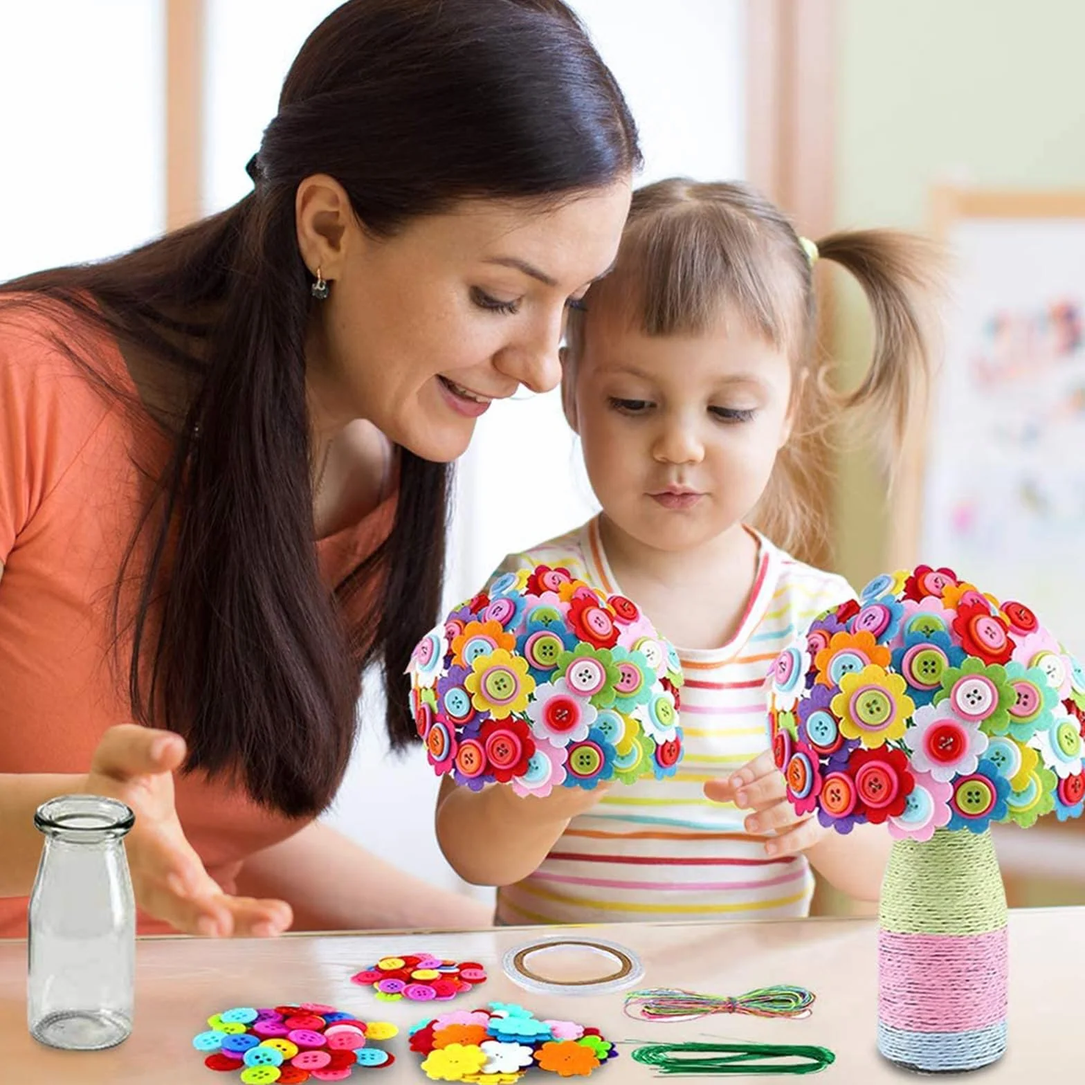 Afufu Kit Travaux Manuels Enfants Arts Créatifs Bouquet Fleurs DIY Jouet Cadeau Filles 5-9 Ans