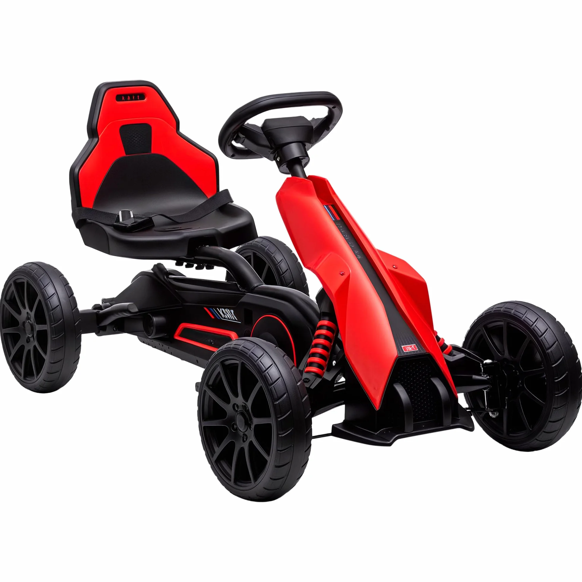 HOMCOM Kart à pédales pour Enfants, siège Ajustable 4 Positions, Roues EVA Silencieux, 100x58x58,5 cm, Rouge et Noir