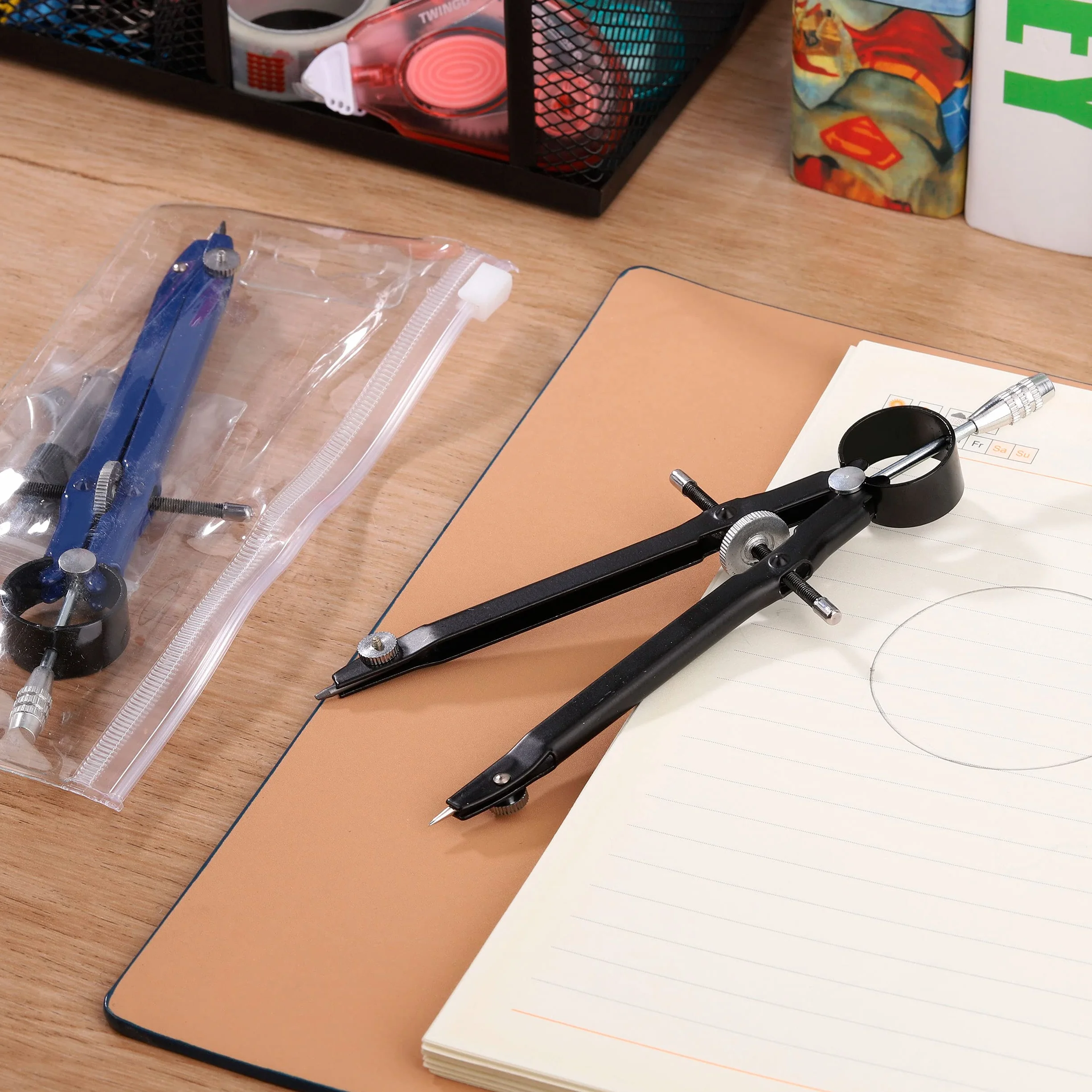 Compas de Précision en Métal 2pcs, Boussole de Dessin à Réglage Rapide pour Géométrie