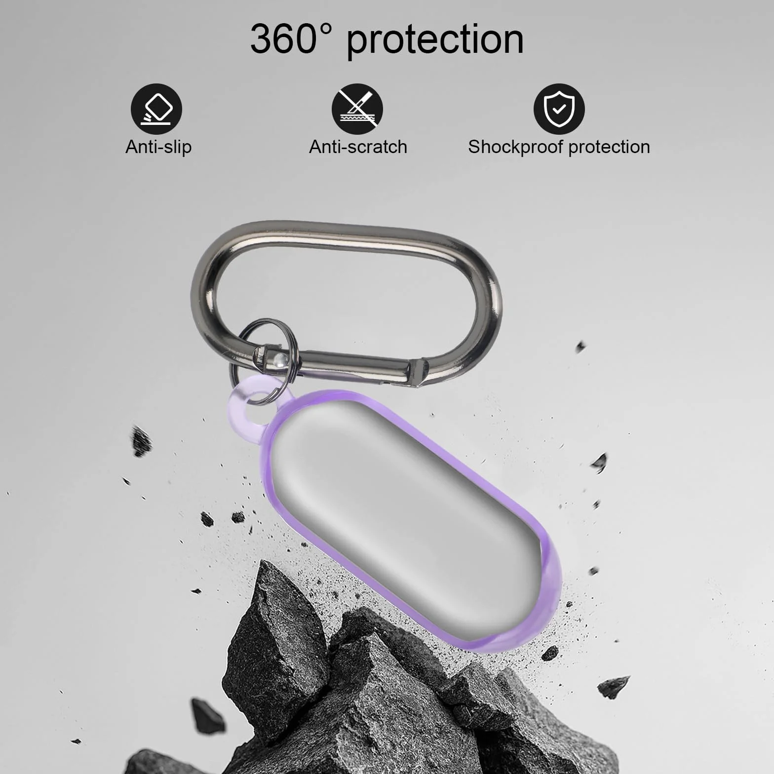 Coque PLAUD NotePin Enregistreur Vocal AI, Étui TPU Souple Protection Portable avec Porte-Clés et Mousqueton (Violet)