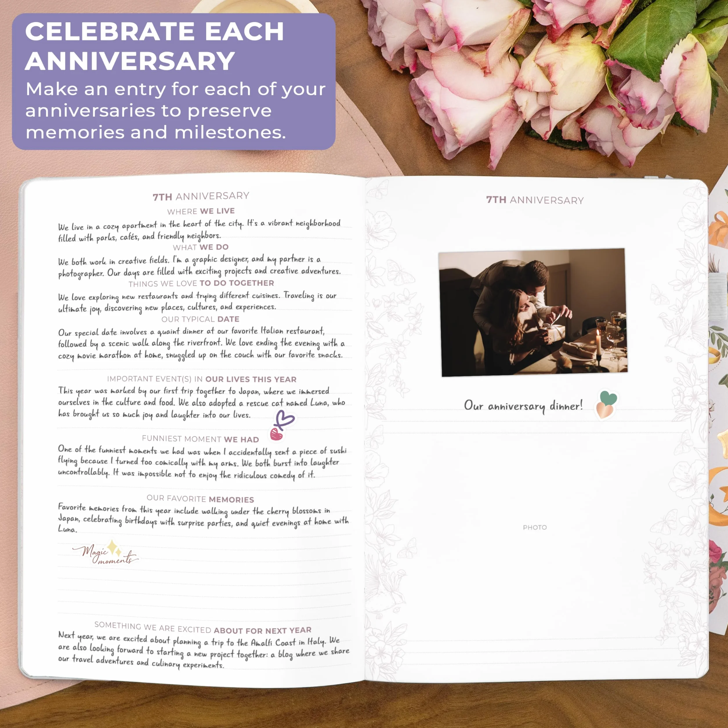 Clever Fox Journal d'anniversaire – Livre de souvenirs pour couple et album photo avec espace d'écriture – Cadeau de mariage (blanc)
