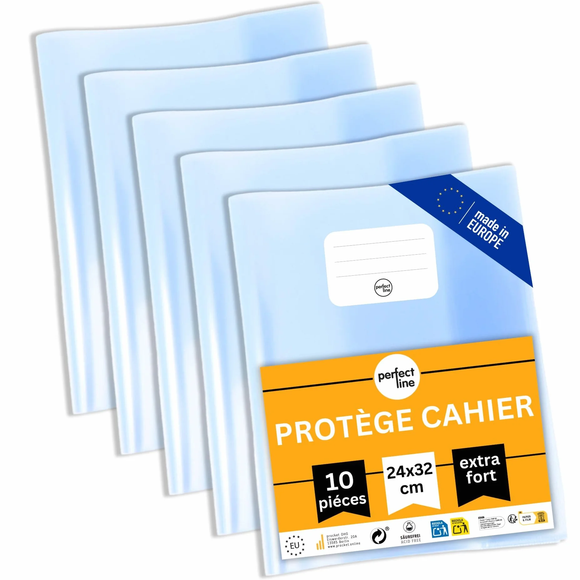 Protège-cahiers transparent cristal 32 x 24 cm lot de 10 PP recyclable sans acide