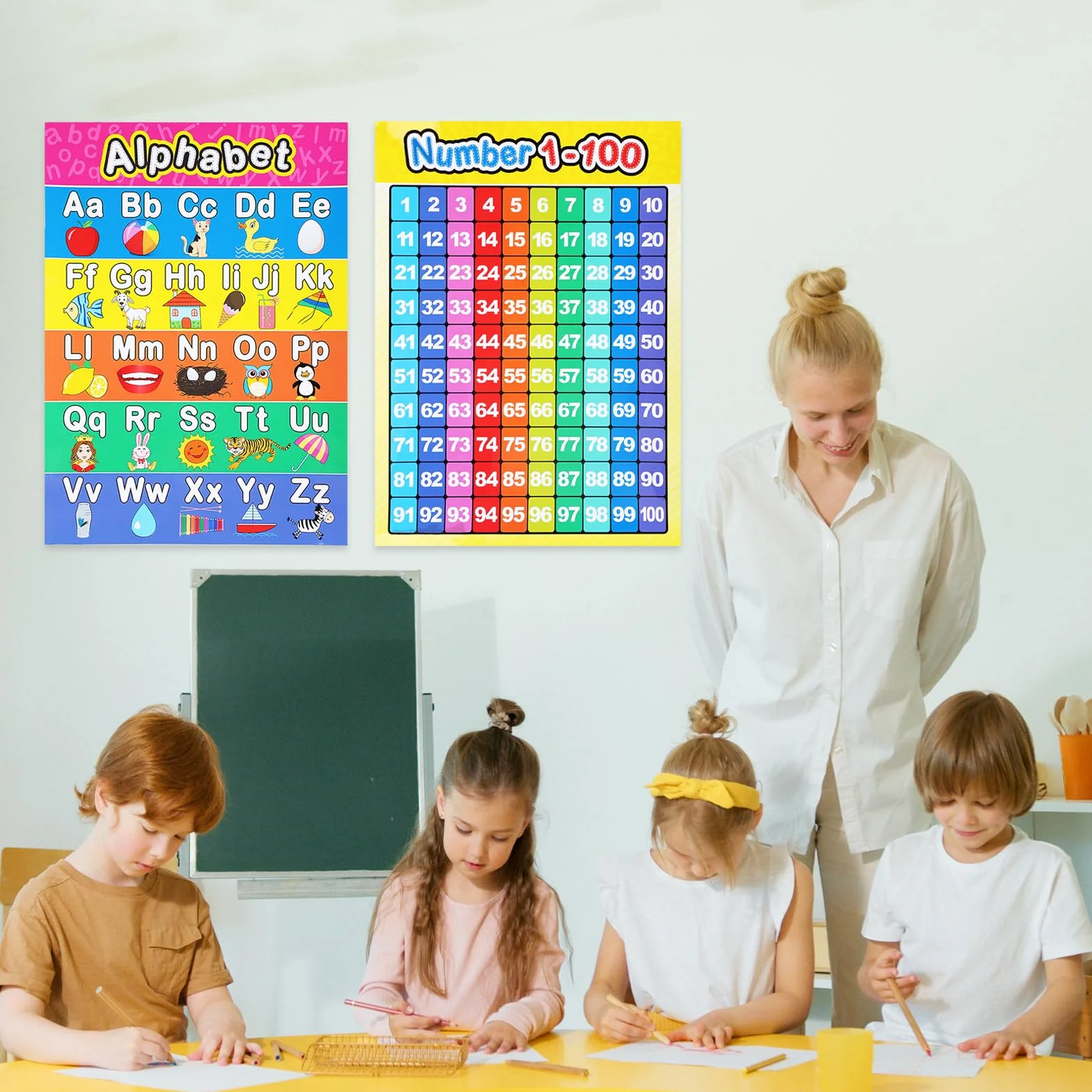 Lot de 2 grandes affiches éducatives ABC pour tout-petits - Décoration murale chambre enfant maternelle