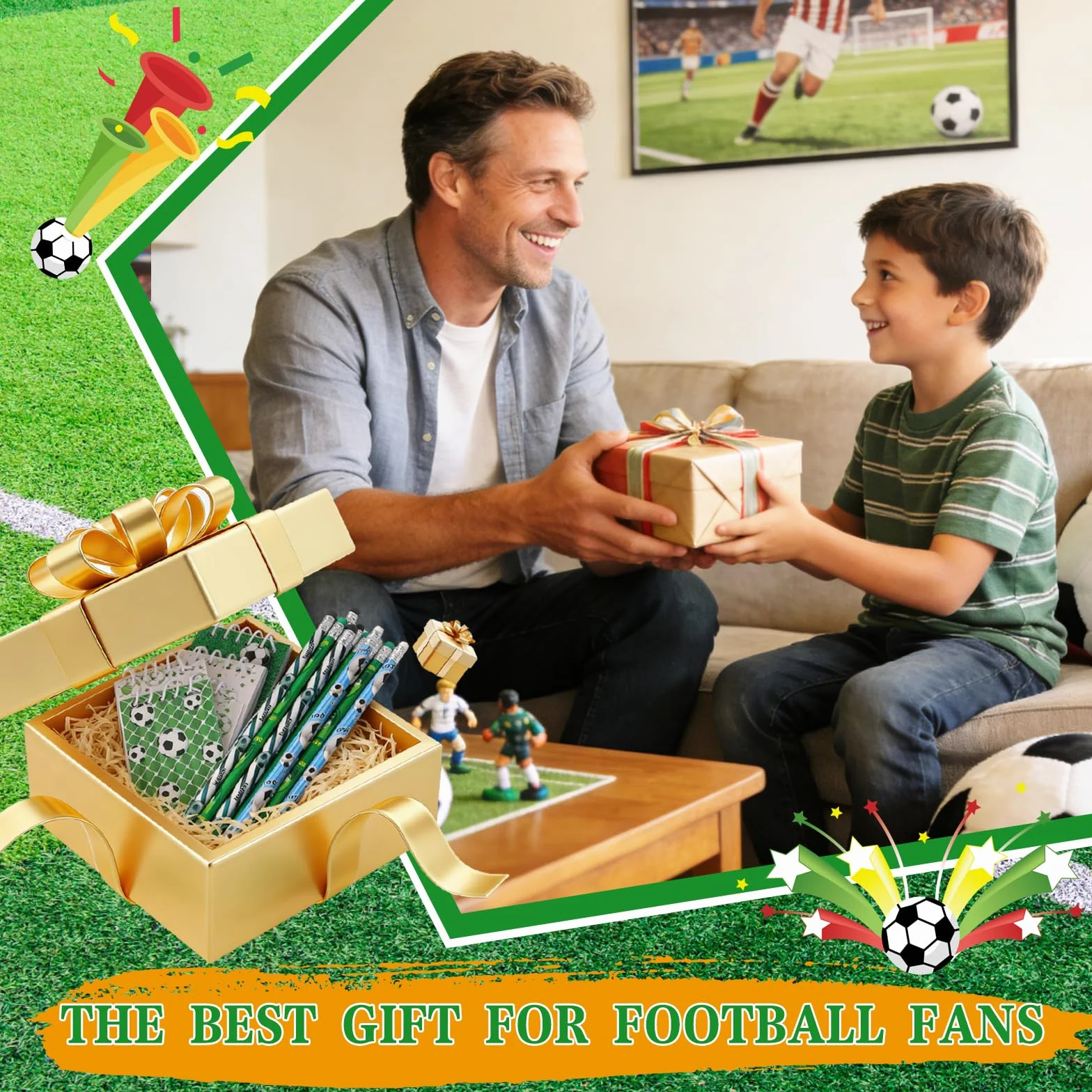 Carnet de notes football 20 pièces 24 crayons pour anniversaire fête classe fournitures bureau