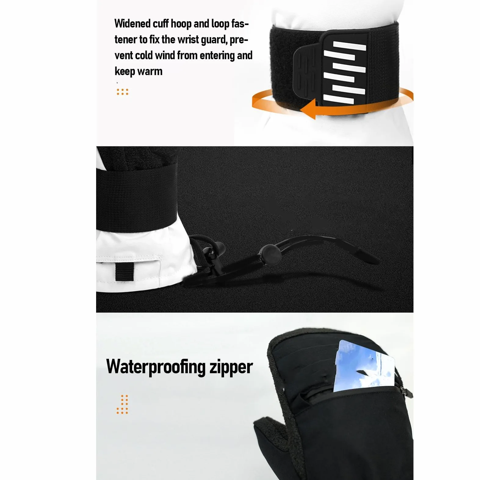 Mitaines de Snowboard avec Protège-Poignets et Jupe Pare-Neige pour Une sécurité Complète des Mains - 2 X Moufles de Ski pour Les Sports d'hiver