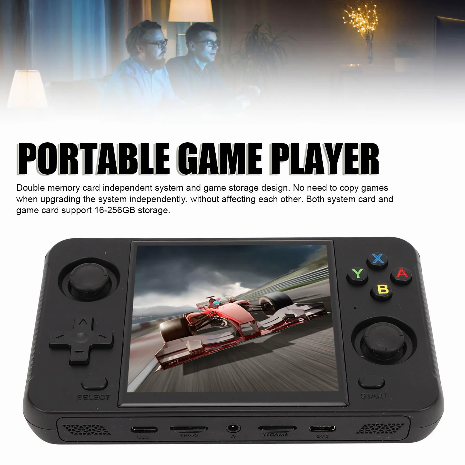 KIMISS Console de Jeu Portable Dua Stick avec écran IPS de 4 Pouces, Deux Cartes Mémoire, Batterie 4000mAh, Sortie TV HD, Prise en Charge sans Fil 2,4 GHz et Multijoueur en Ligne (Black)