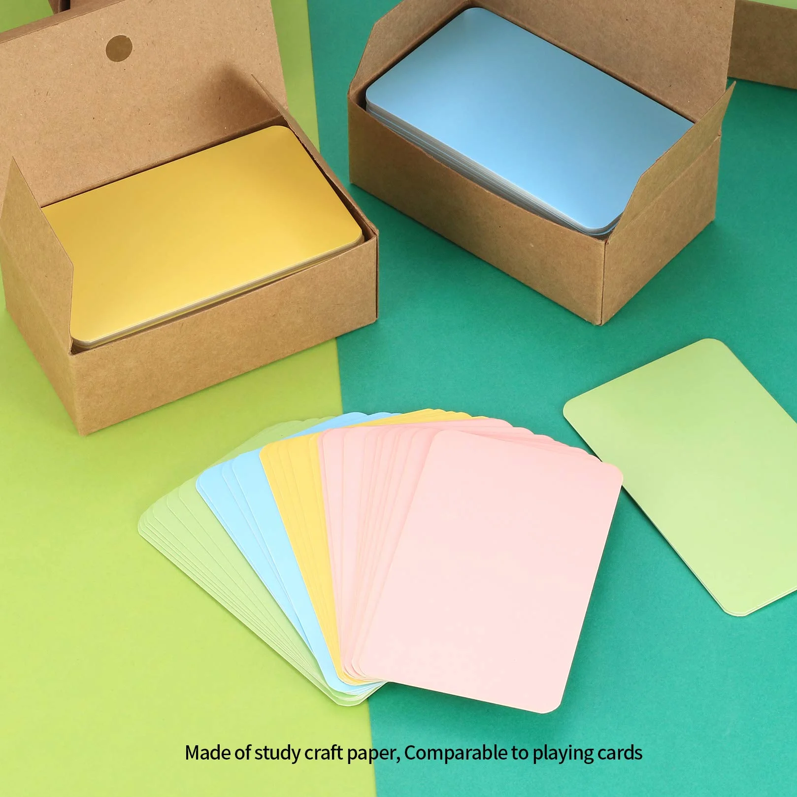 Lot de 400 cartes vierges colorées Kraft pour loisirs créatifs rose/vert/jaune/bleu