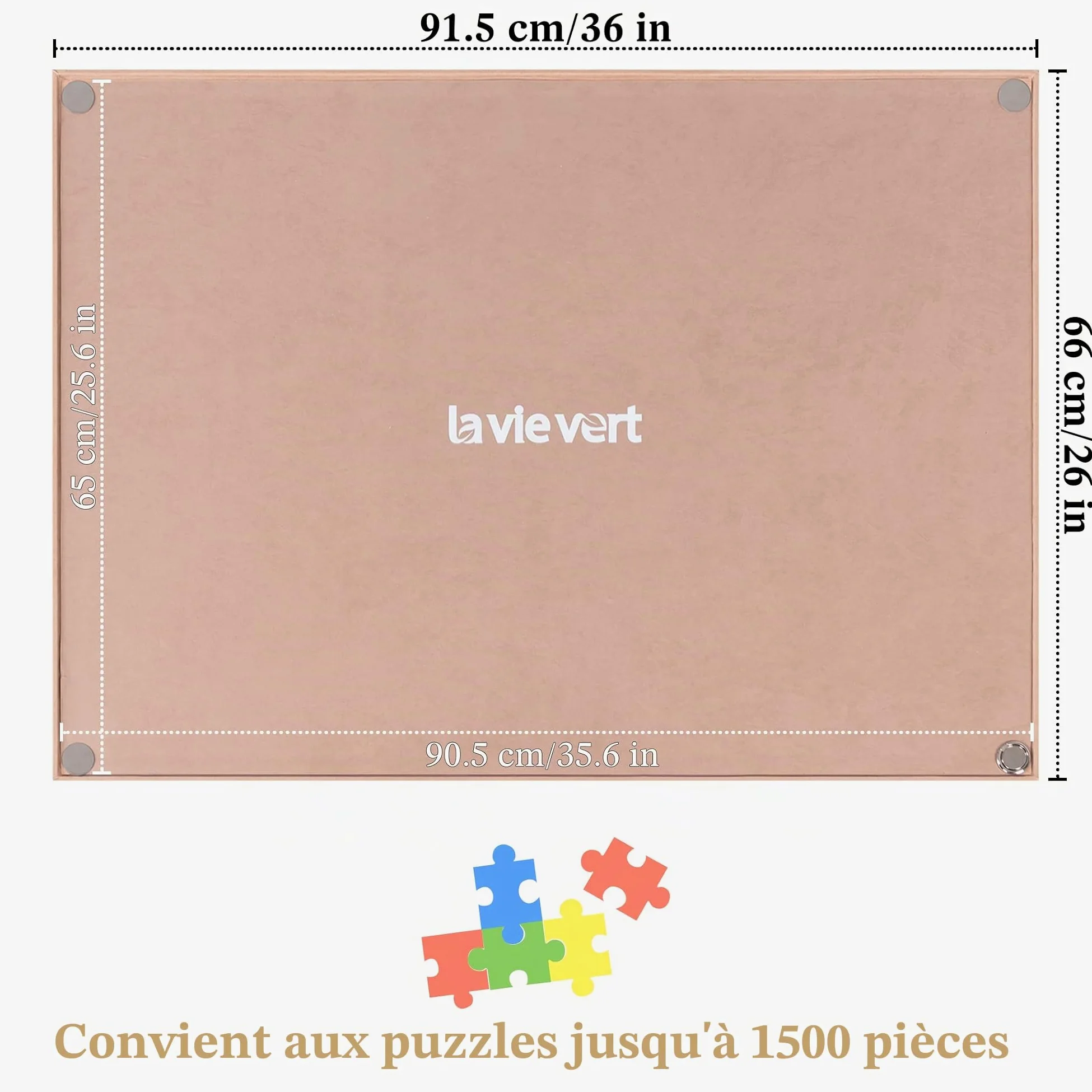 LAVIEVERT Planche de puzzle en bois avec housse anti-poussière – Tapis portable pour rangement de puzzle – Surface antidérapante – Capacité jusqu'à 1500 pièces – Kaki
