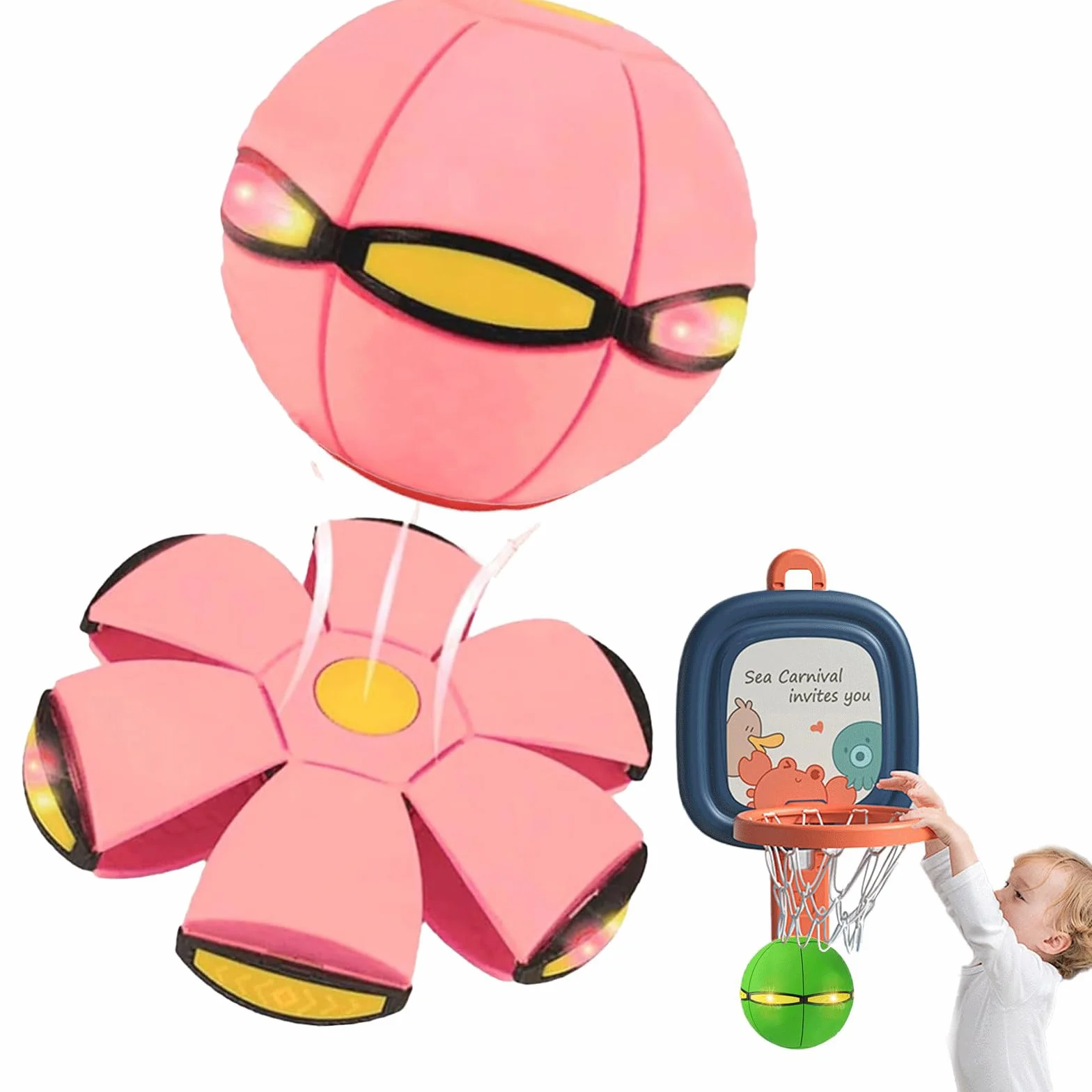 Balle rebondissante pour enfants soucoupe volante magique avec lumières