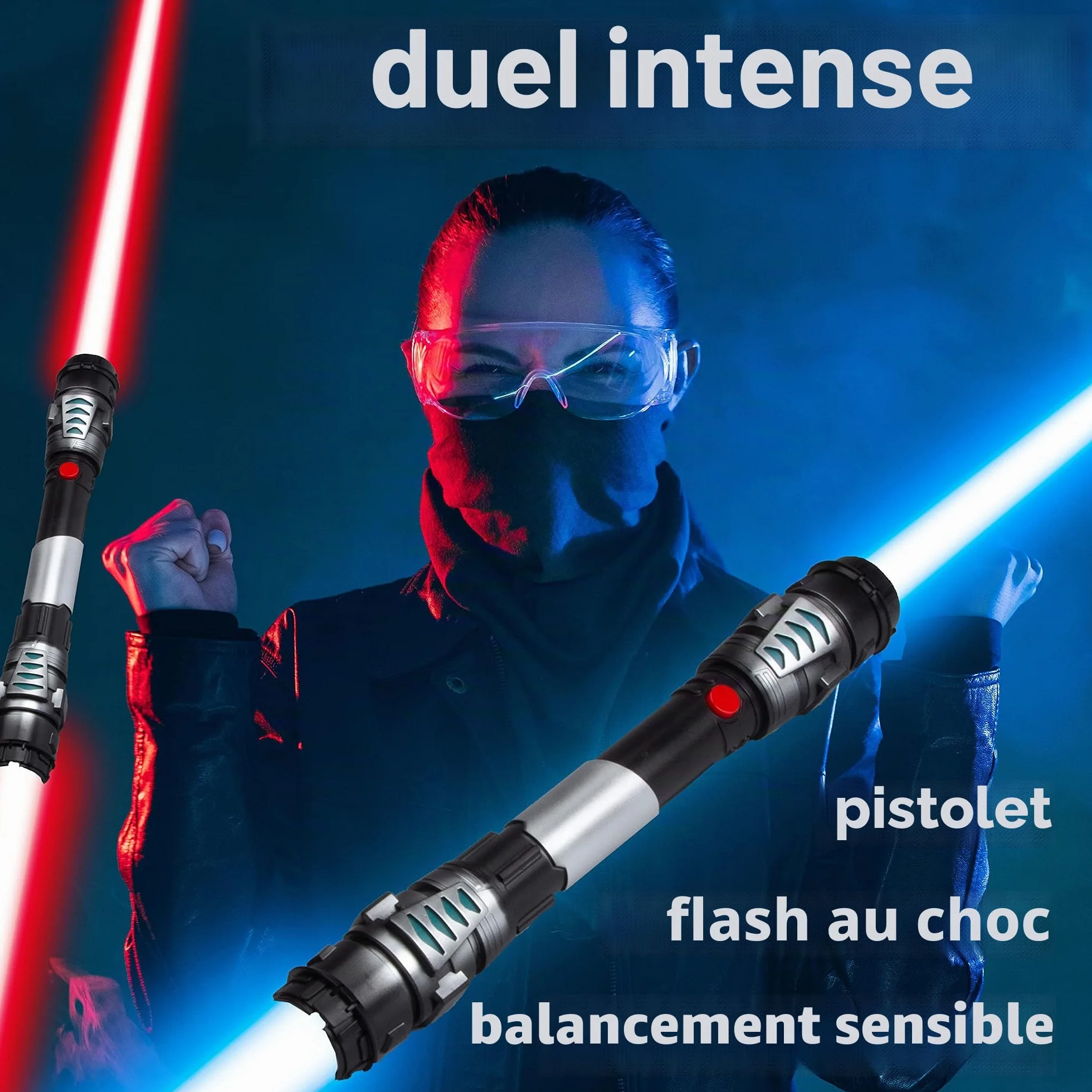 Sabre Laser Double Lame 138 cm Épée Laser avec Éclairage et Sonorisation